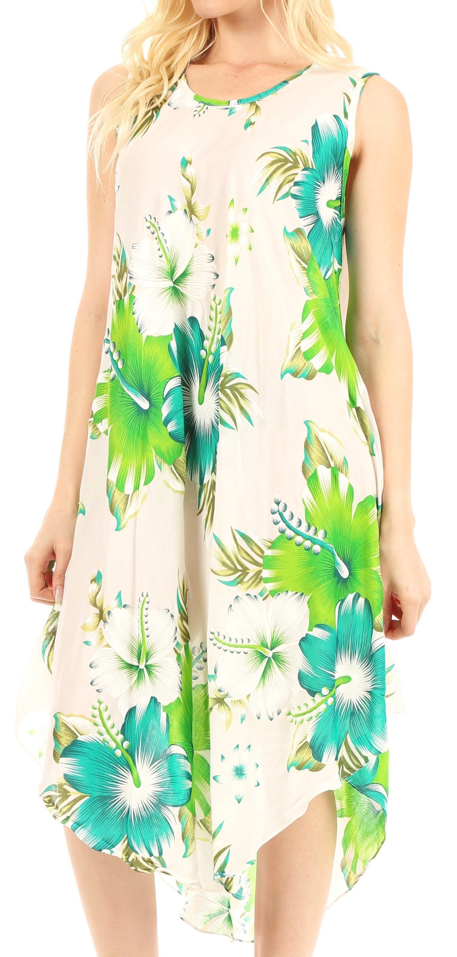 Sakkas - Clara Sleeveless Sundress Loose Floral Print Dress
