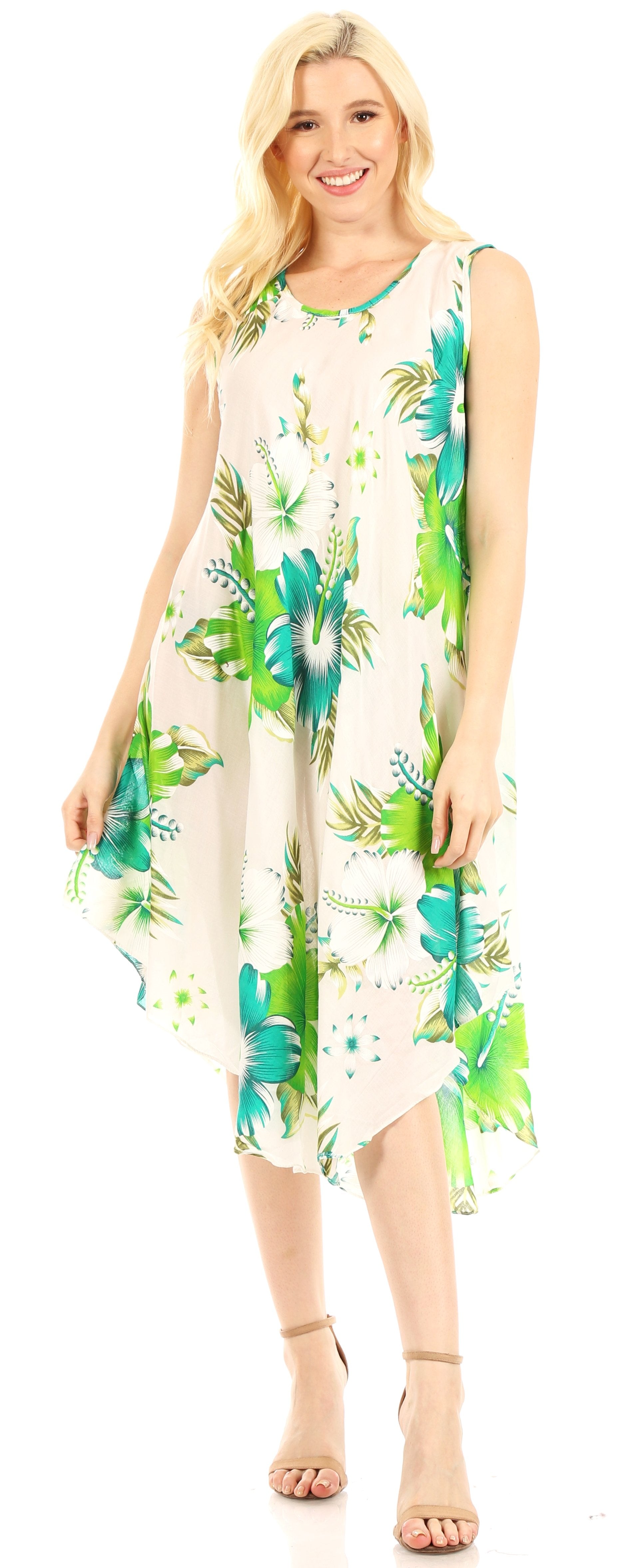 Sakkas - Clara Sleeveless Sundress Loose Floral Print Dress