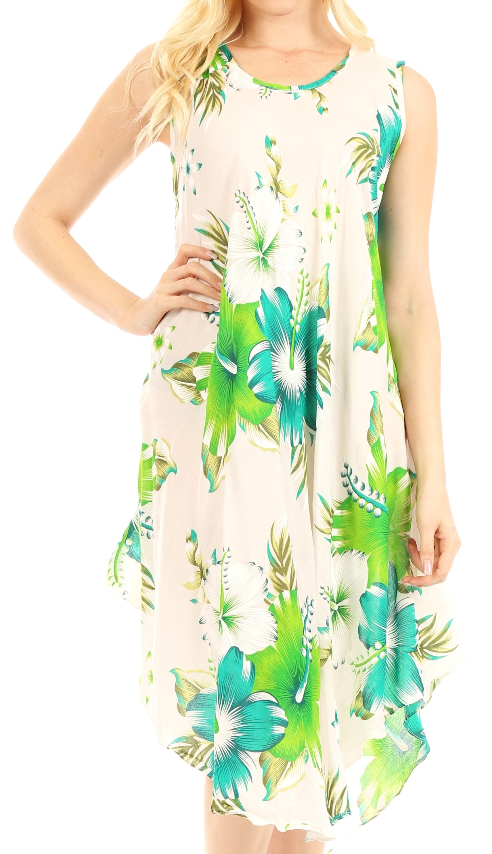 Sakkas - Clara Sleeveless Sundress Loose Floral Print Dress