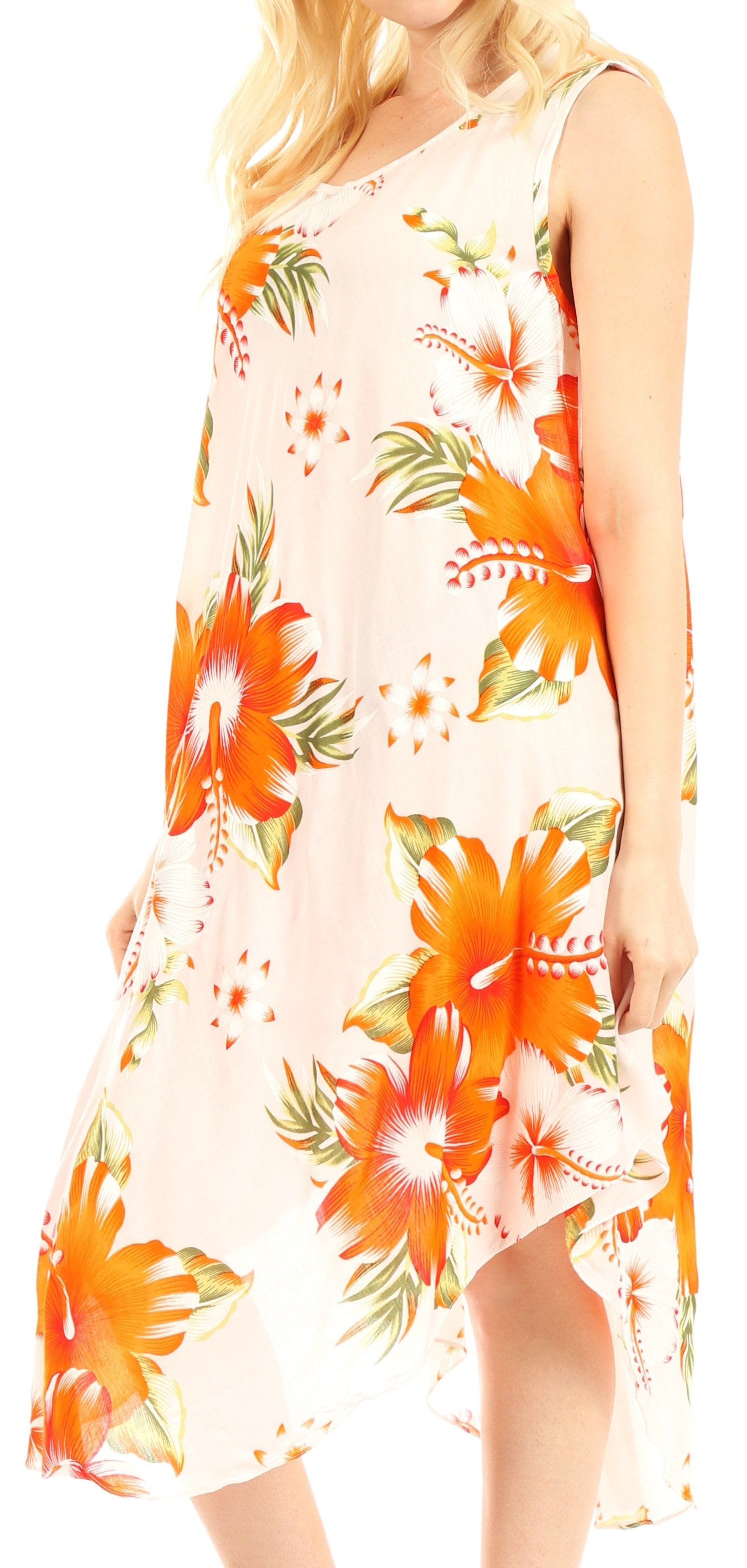 Sakkas - Clara Sleeveless Sundress Loose Floral Print Dress