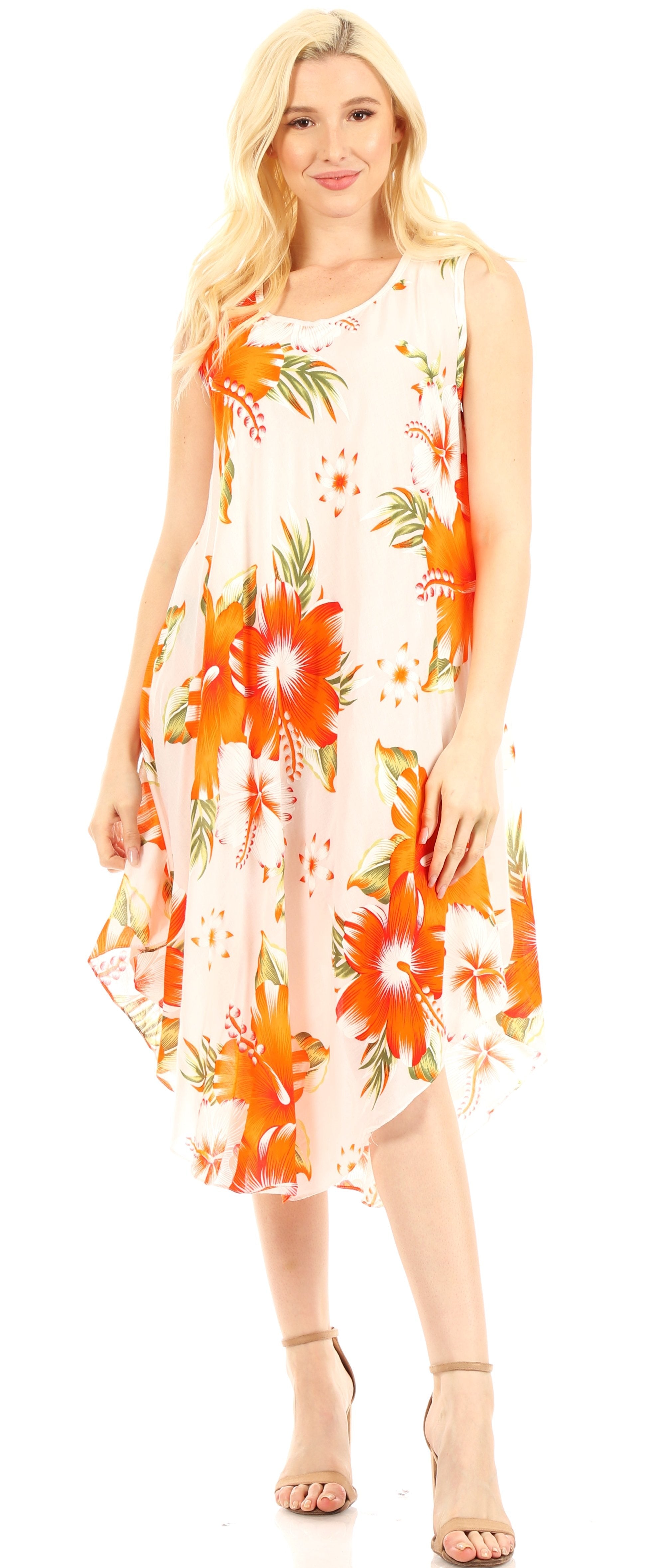Sakkas - Clara Sleeveless Sundress Loose Floral Print Dress