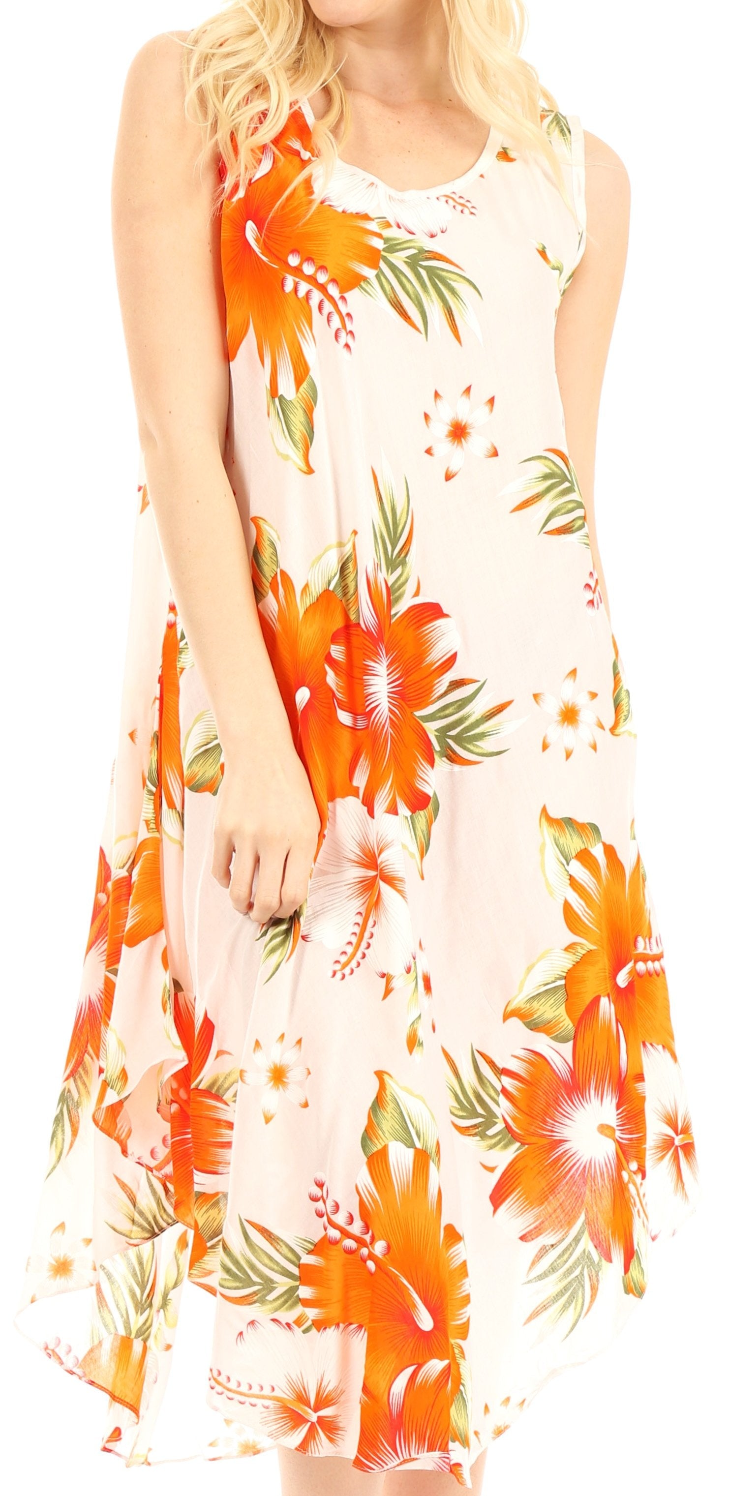 Sakkas - Clara Sleeveless Sundress Loose Floral Print Dress