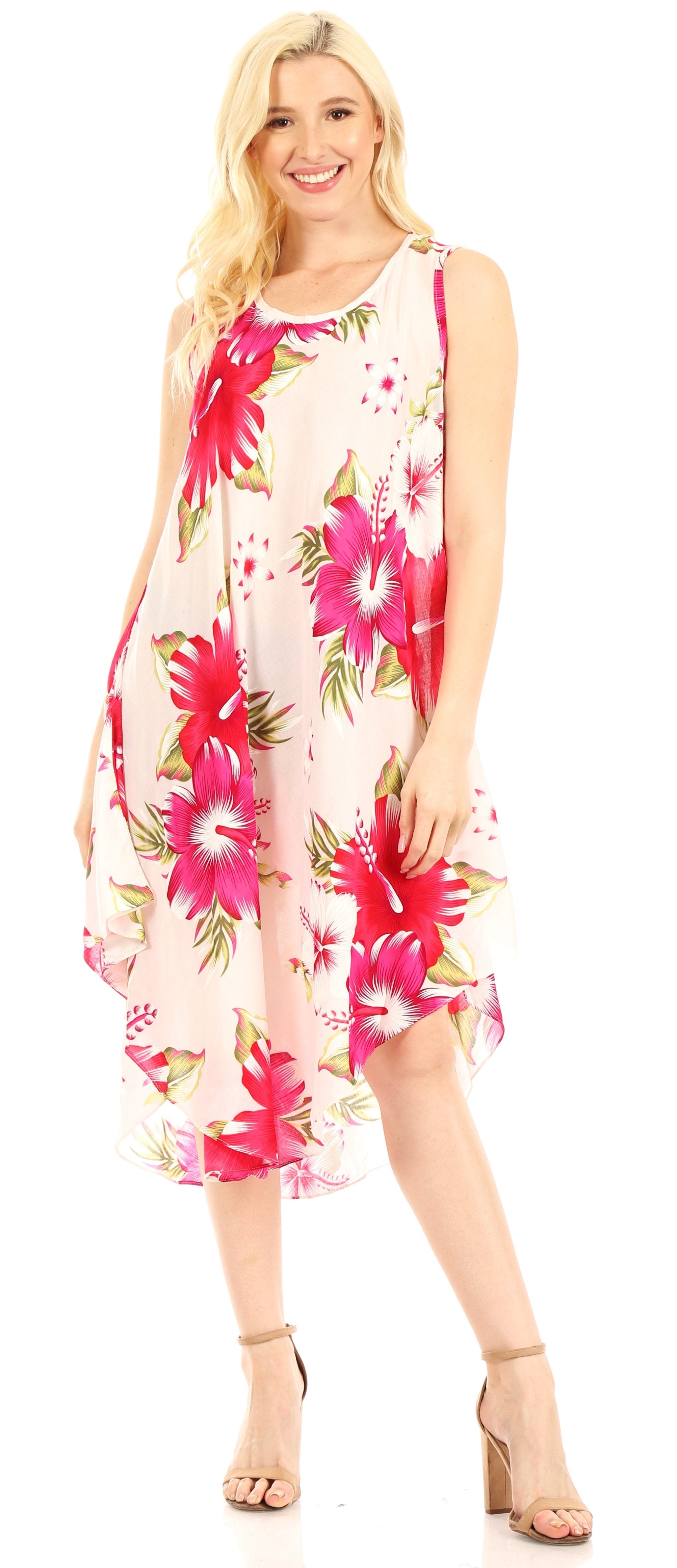 Sakkas - Clara Sleeveless Sundress Loose Floral Print Dress