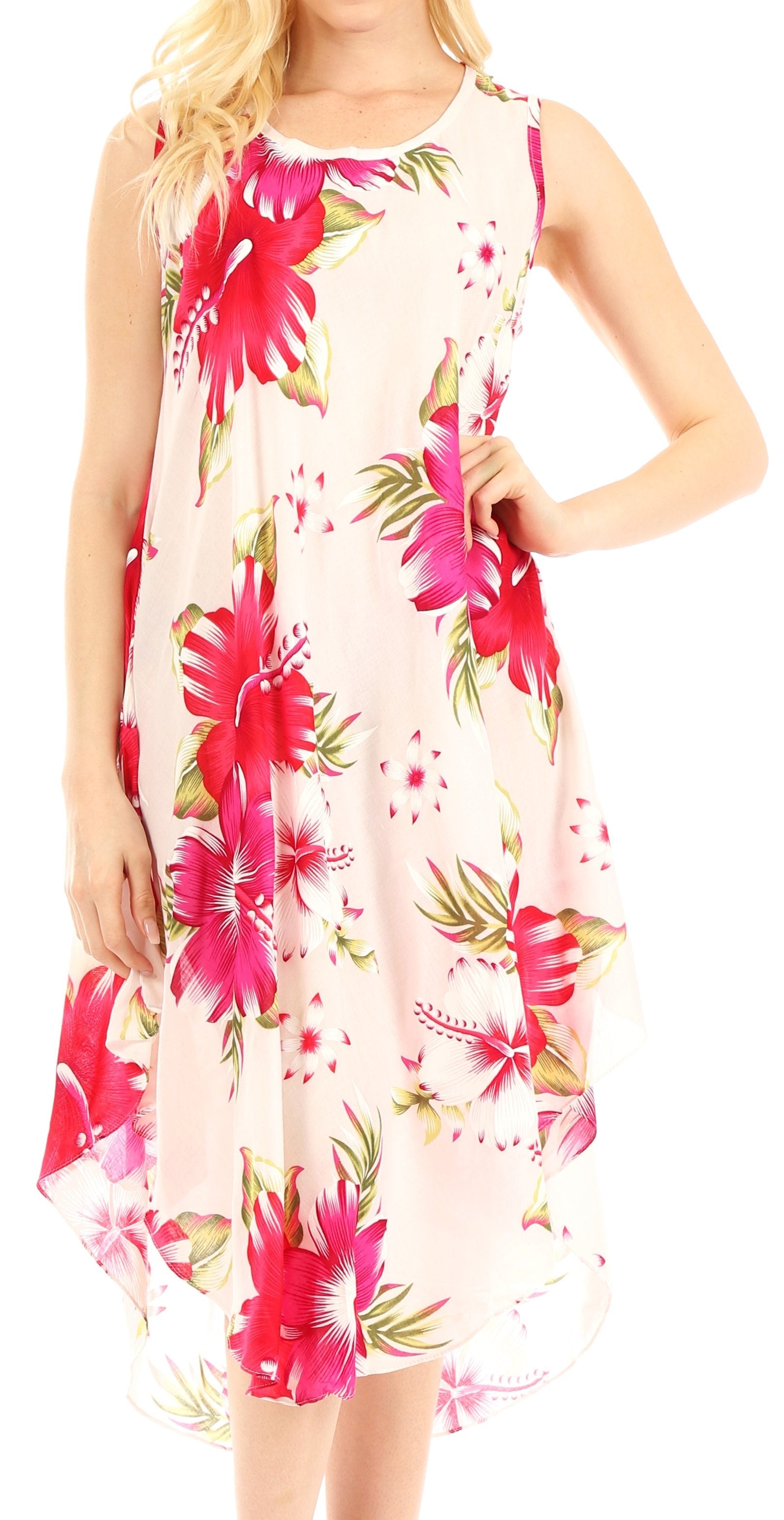 Sakkas - Clara Sleeveless Sundress Loose Floral Print Dress