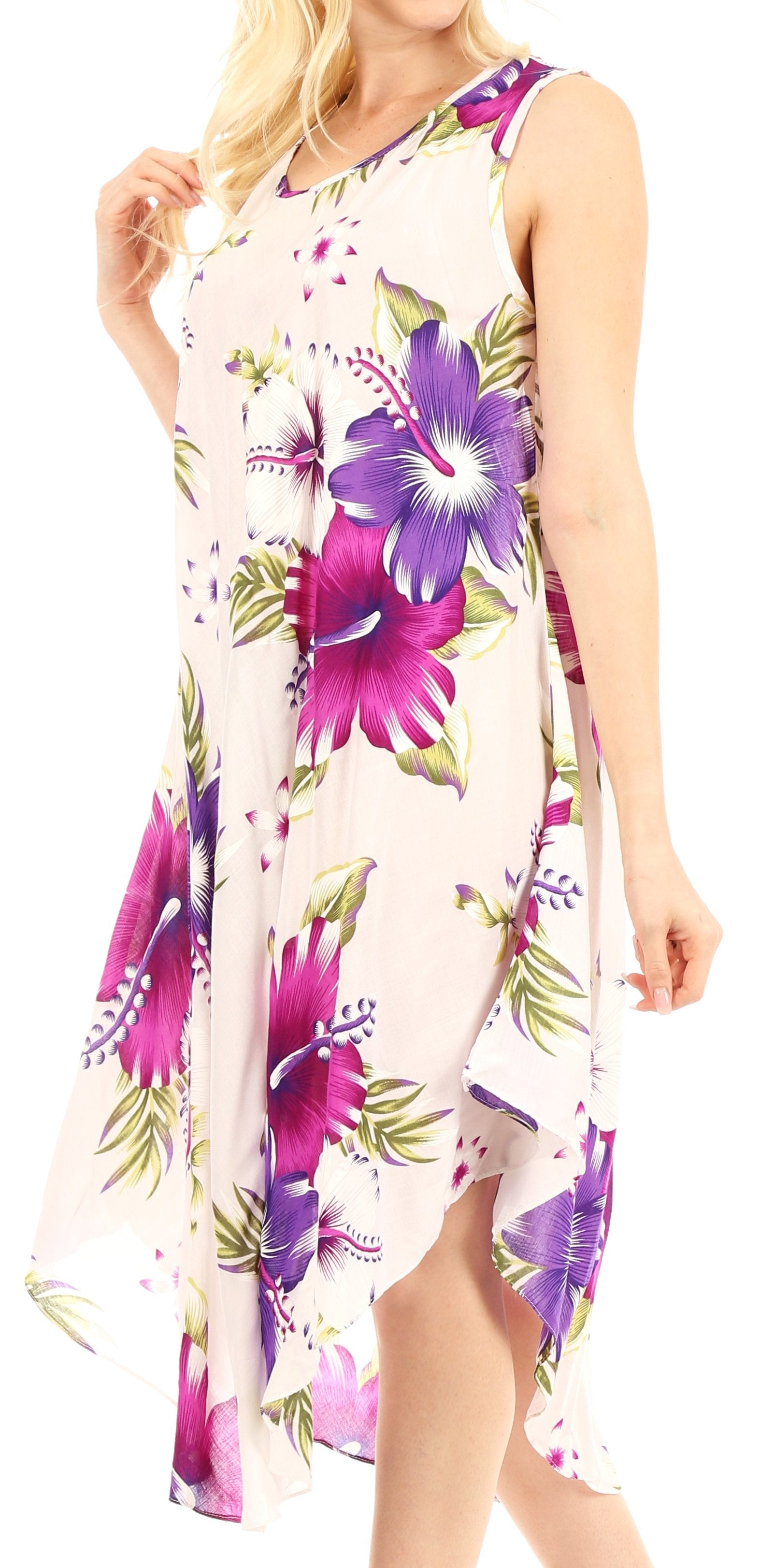 Sakkas - Clara Sleeveless Sundress Loose Floral Print Dress