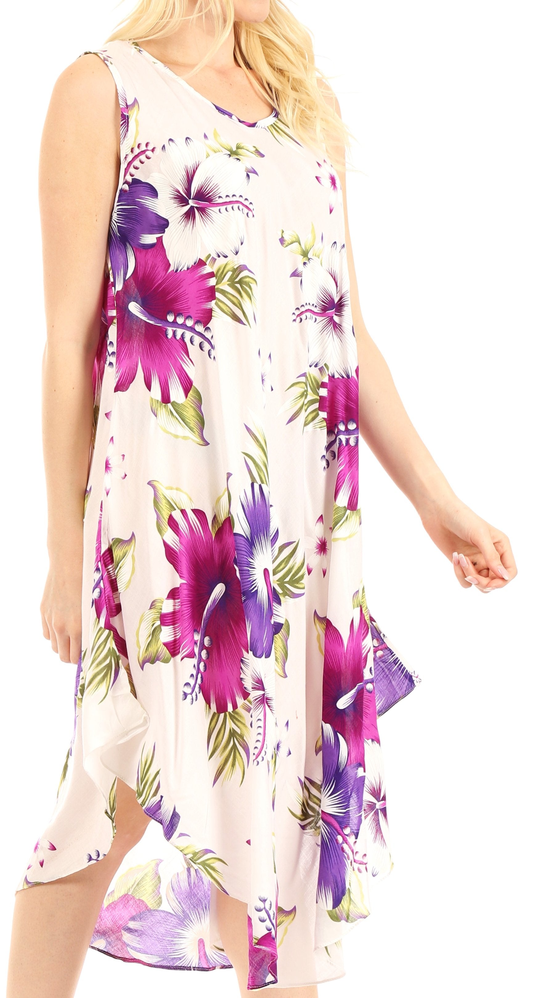 Sakkas - Clara Sleeveless Sundress Loose Floral Print Dress