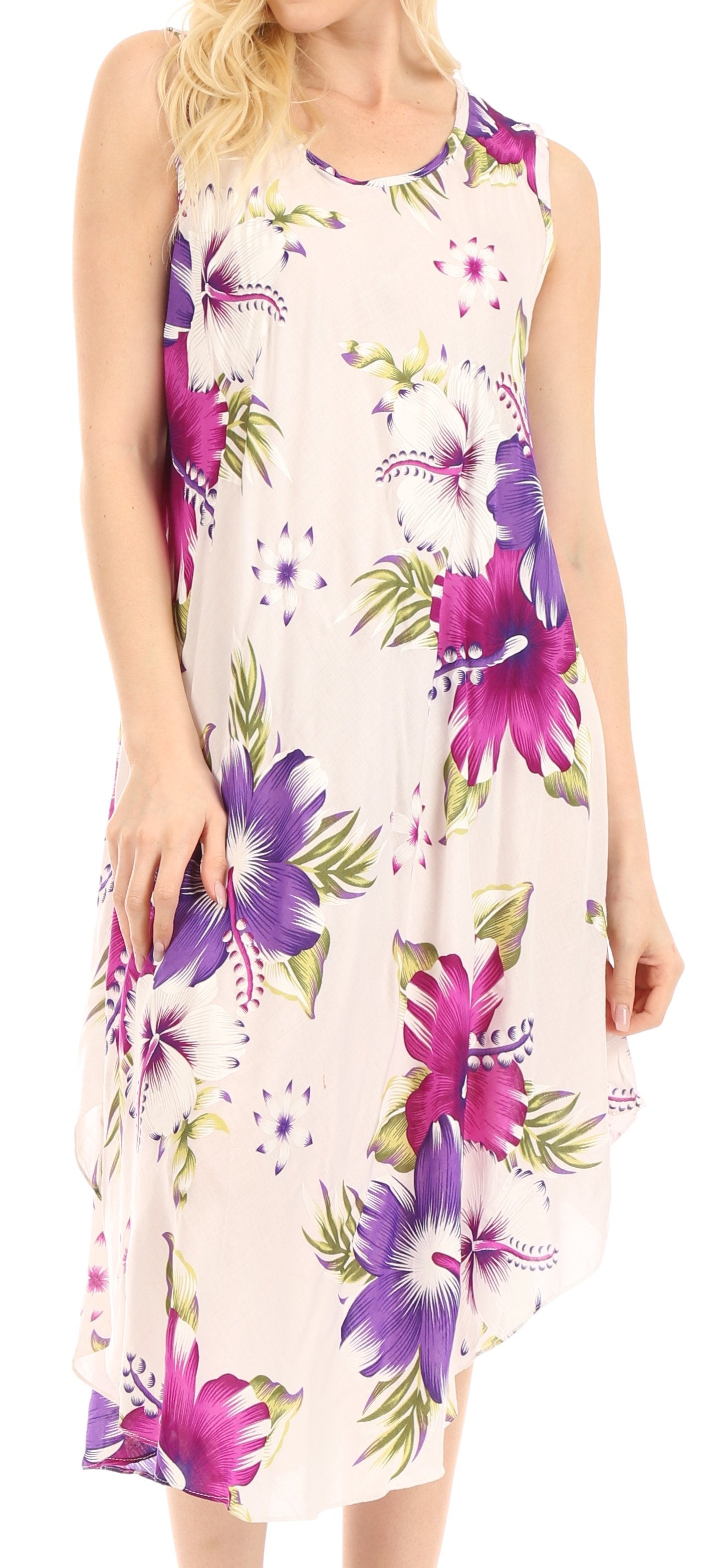 Sakkas - Clara Sleeveless Sundress Loose Floral Print Dress