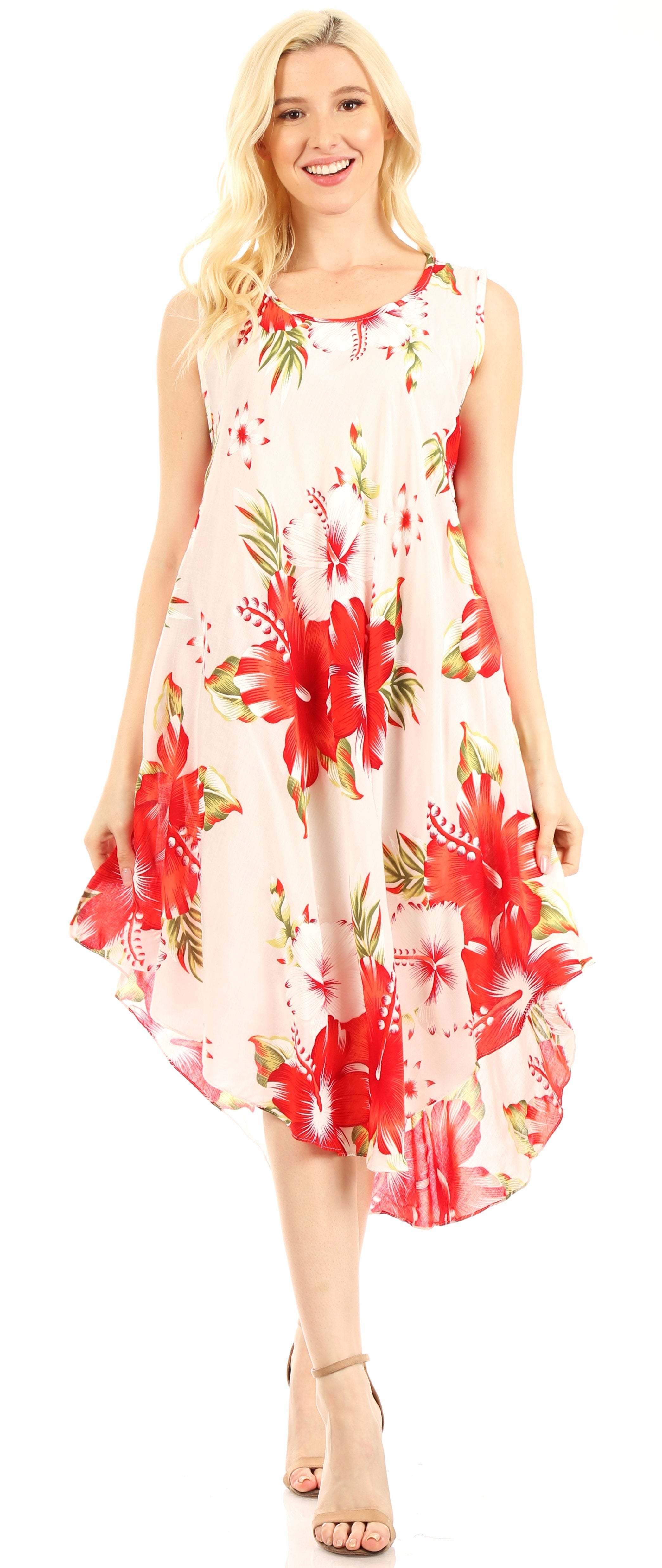 Sakkas - Clara Sleeveless Sundress Loose Floral Print Dress