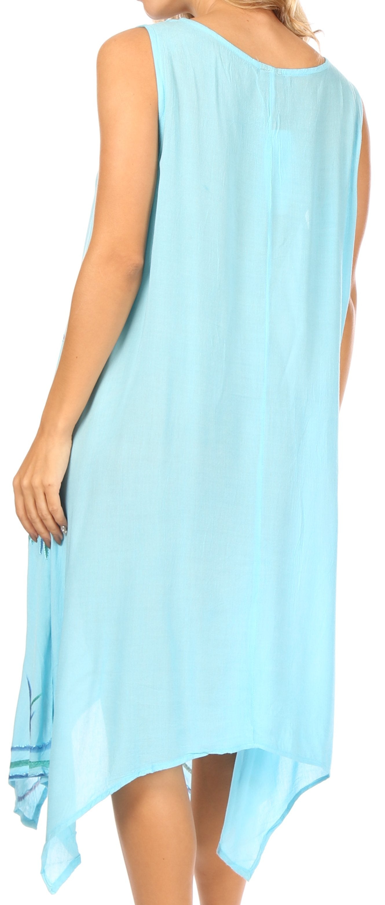 Light blue sleeveless dress worn by a person on a white background
