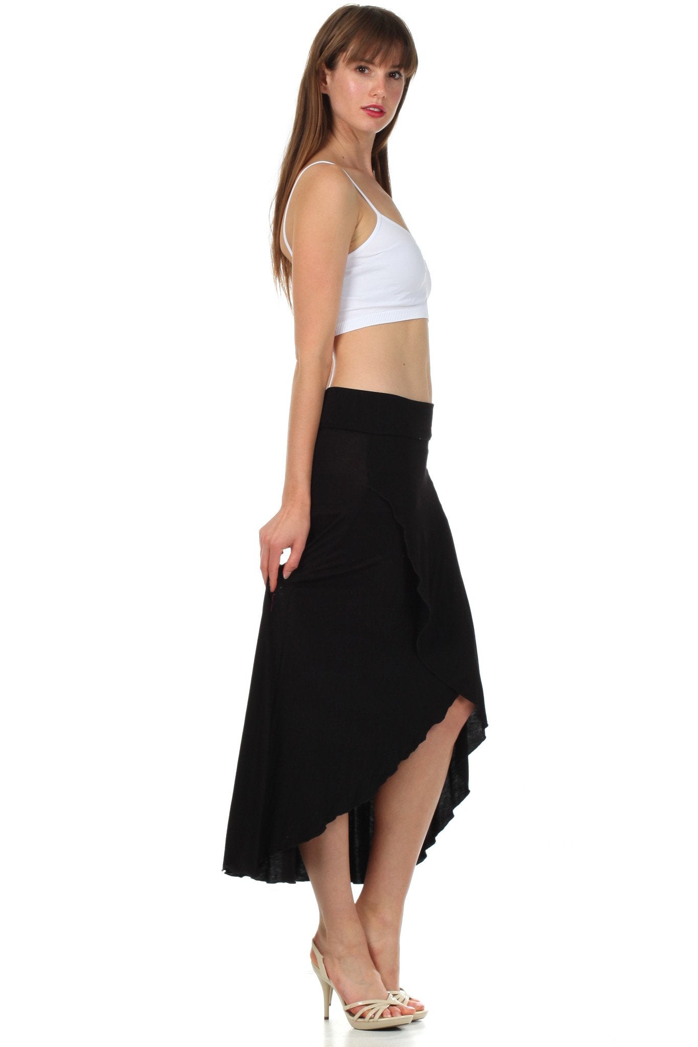 Sakkas - Soft Jersey Feel Solid Color Strapless High Low Dress / Skirt