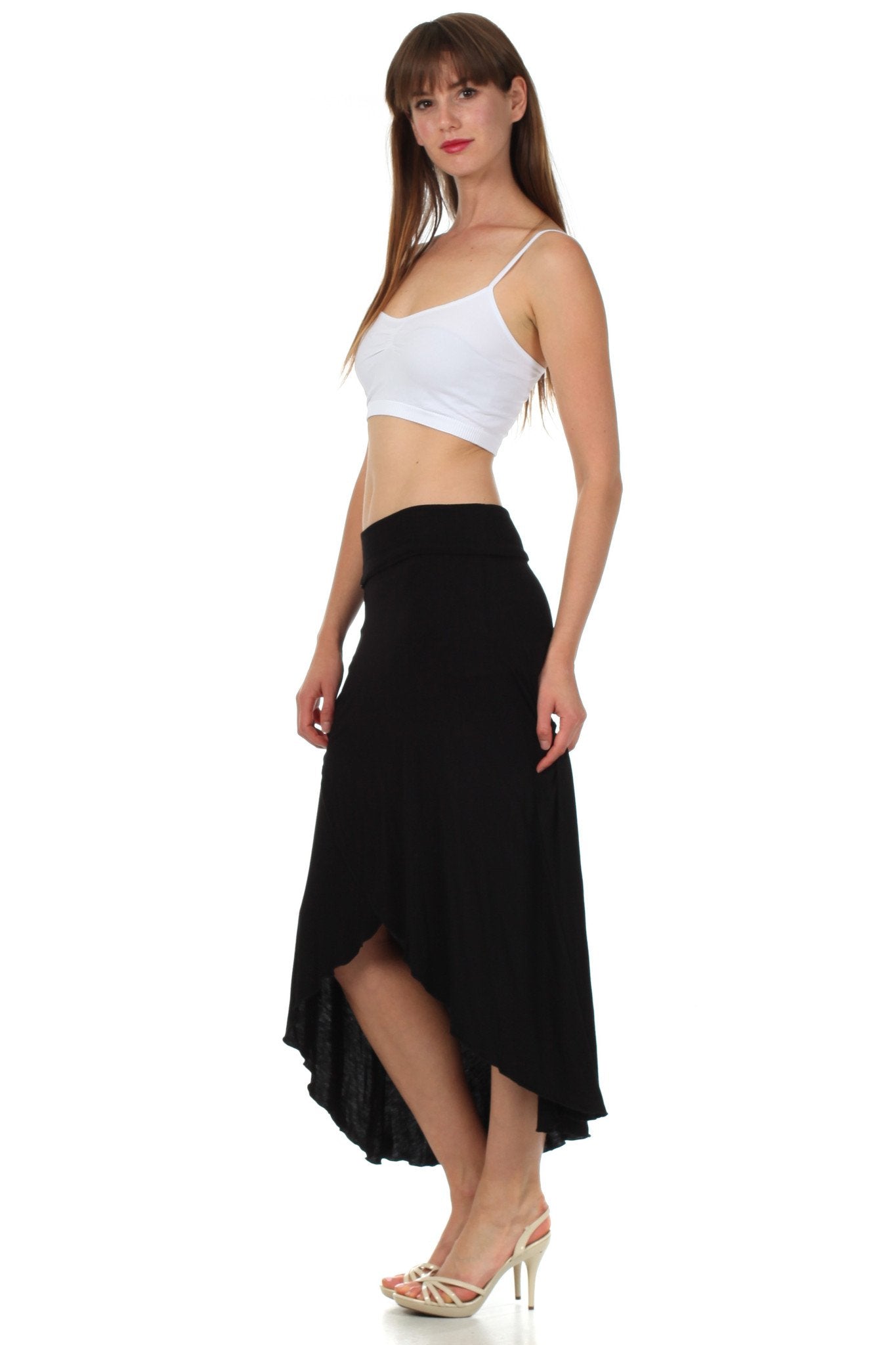 Sakkas - Soft Jersey Feel Solid Color Strapless High Low Dress / Skirt