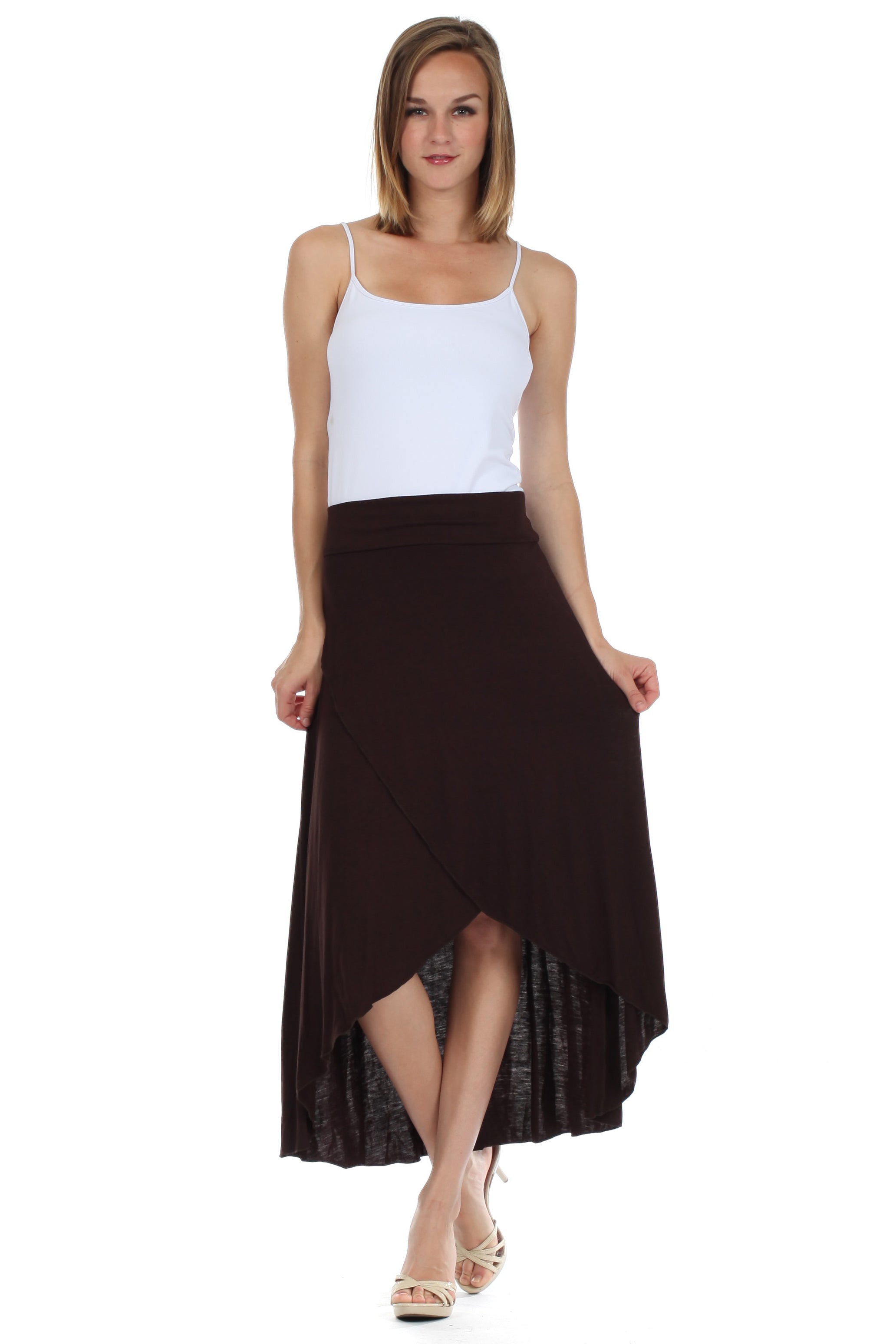 Sakkas - Soft Jersey Feel Solid Color Strapless High Low Dress / Skirt