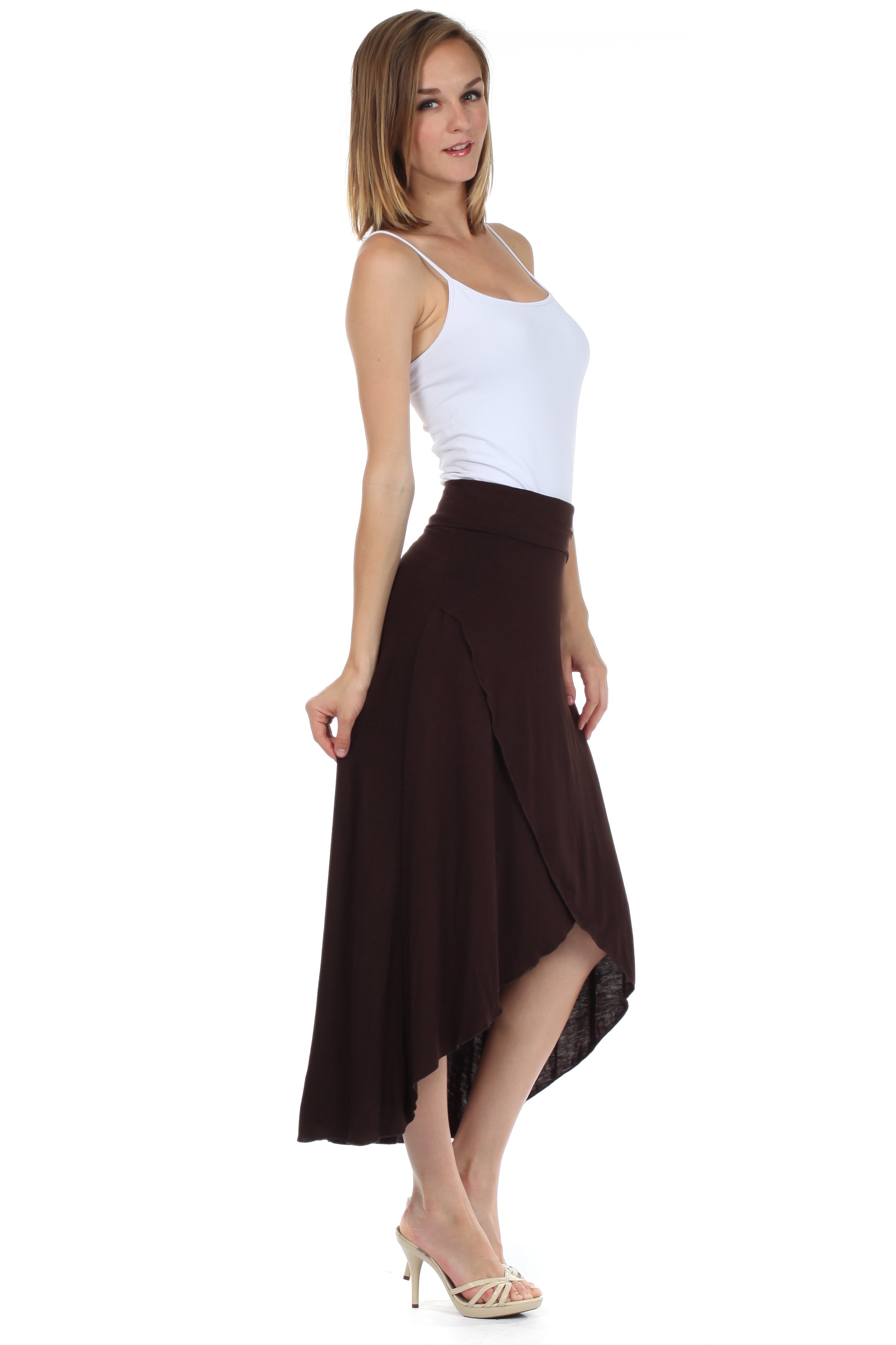 Sakkas - Soft Jersey Feel Solid Color Strapless High Low Dress / Skirt