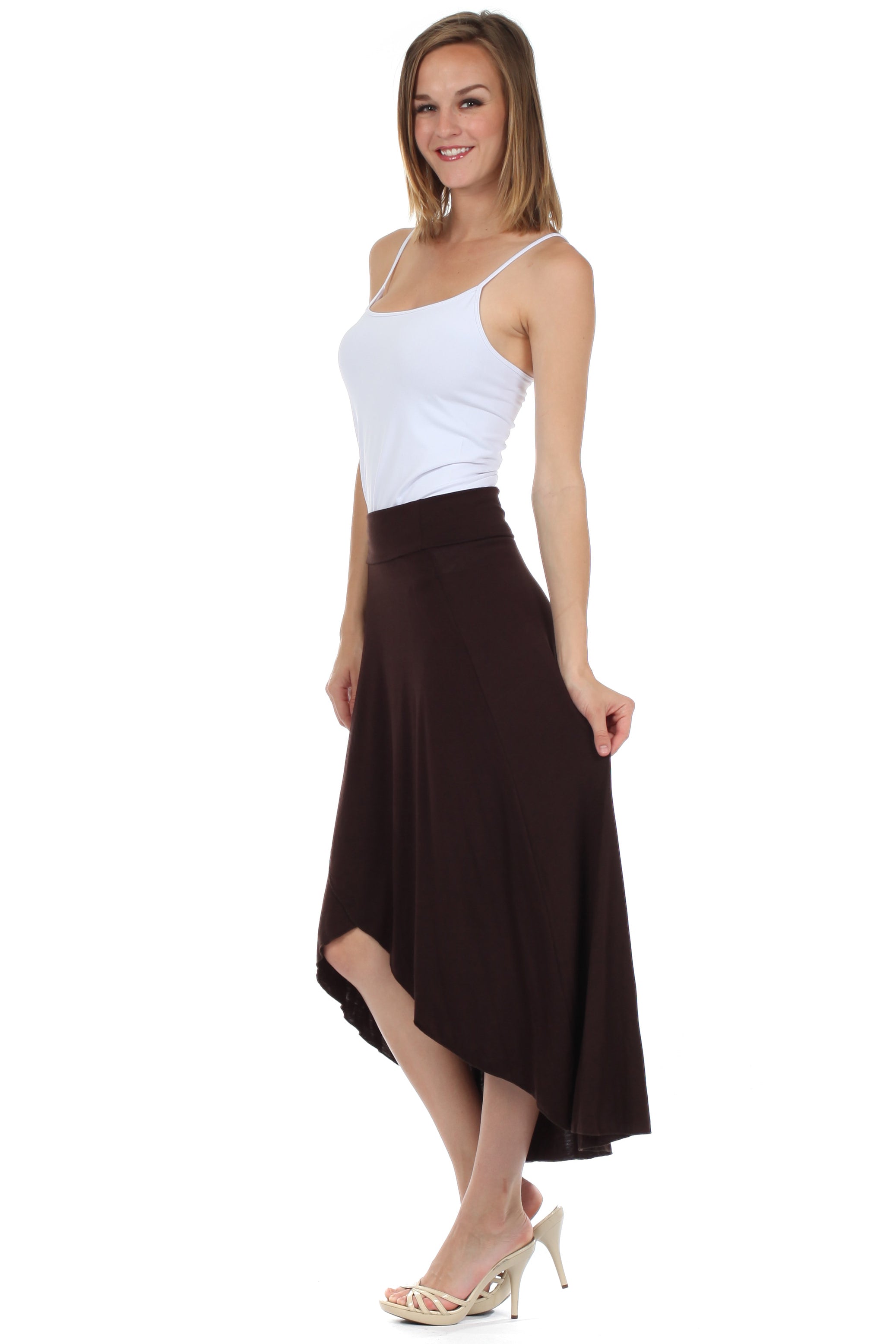 Sakkas - Soft Jersey Feel Solid Color Strapless High Low Dress / Skirt