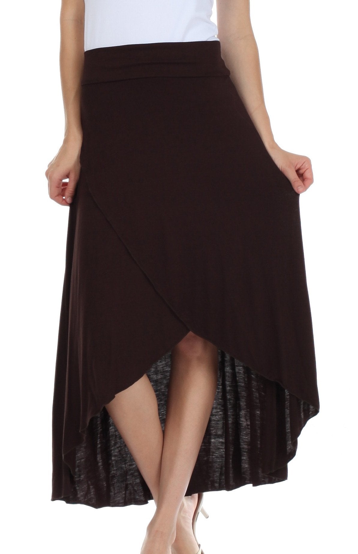 Sakkas - Soft Jersey Feel Solid Color Strapless High Low Dress / Skirt