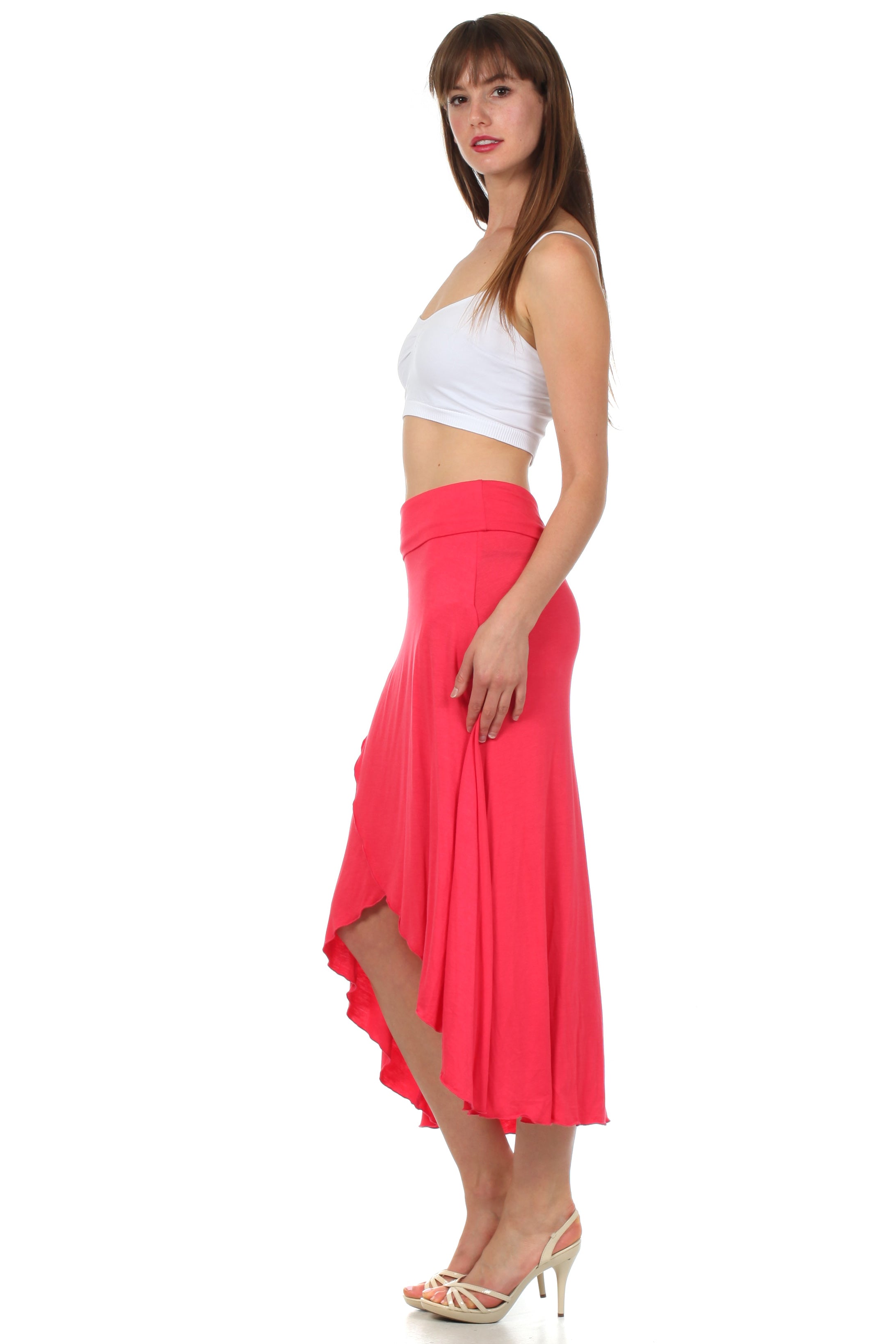 Sakkas - Soft Jersey Feel Solid Color Strapless High Low Dress / Skirt