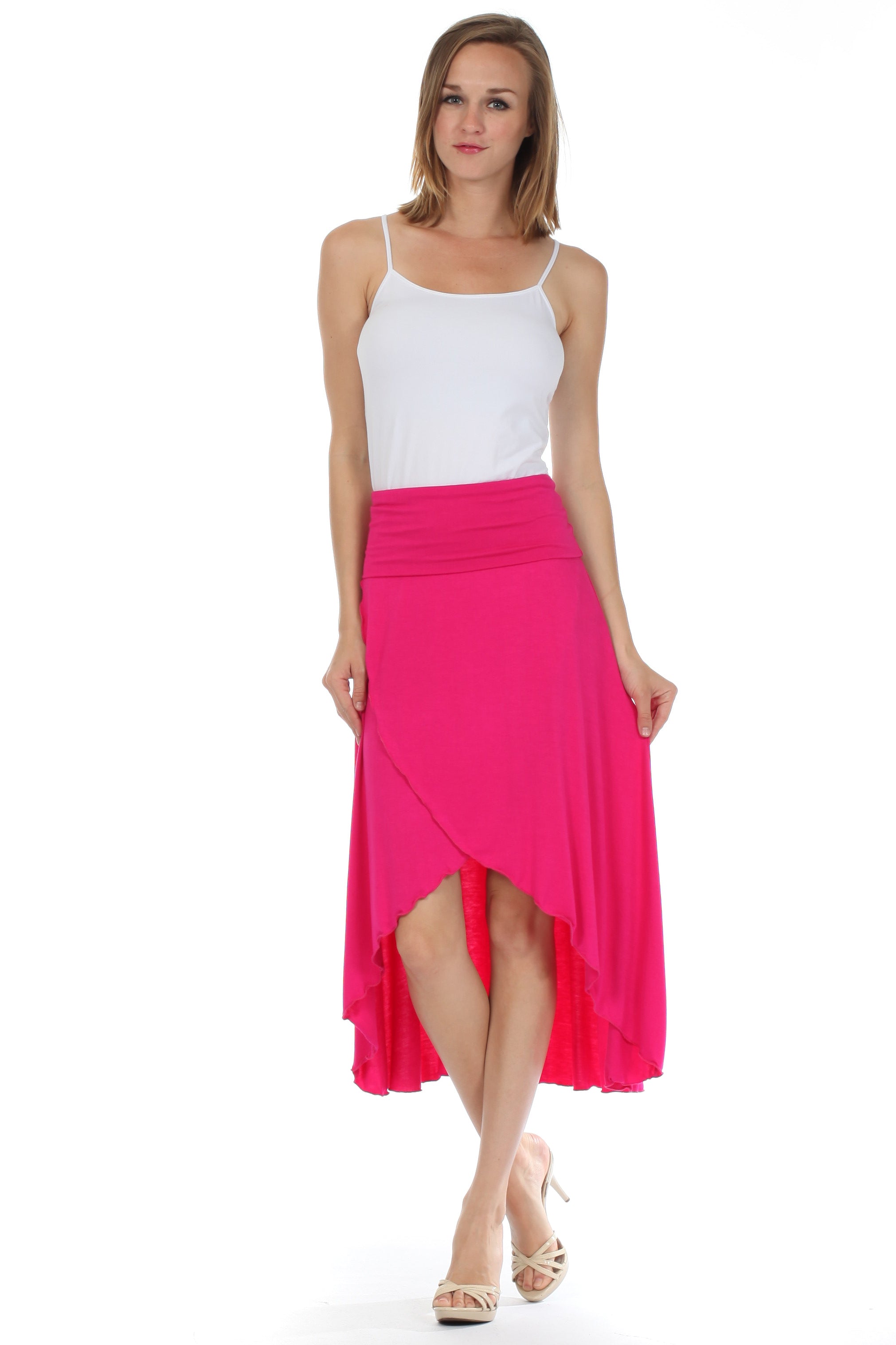Sakkas - Soft Jersey Feel Solid Color Strapless High Low Dress / Skirt