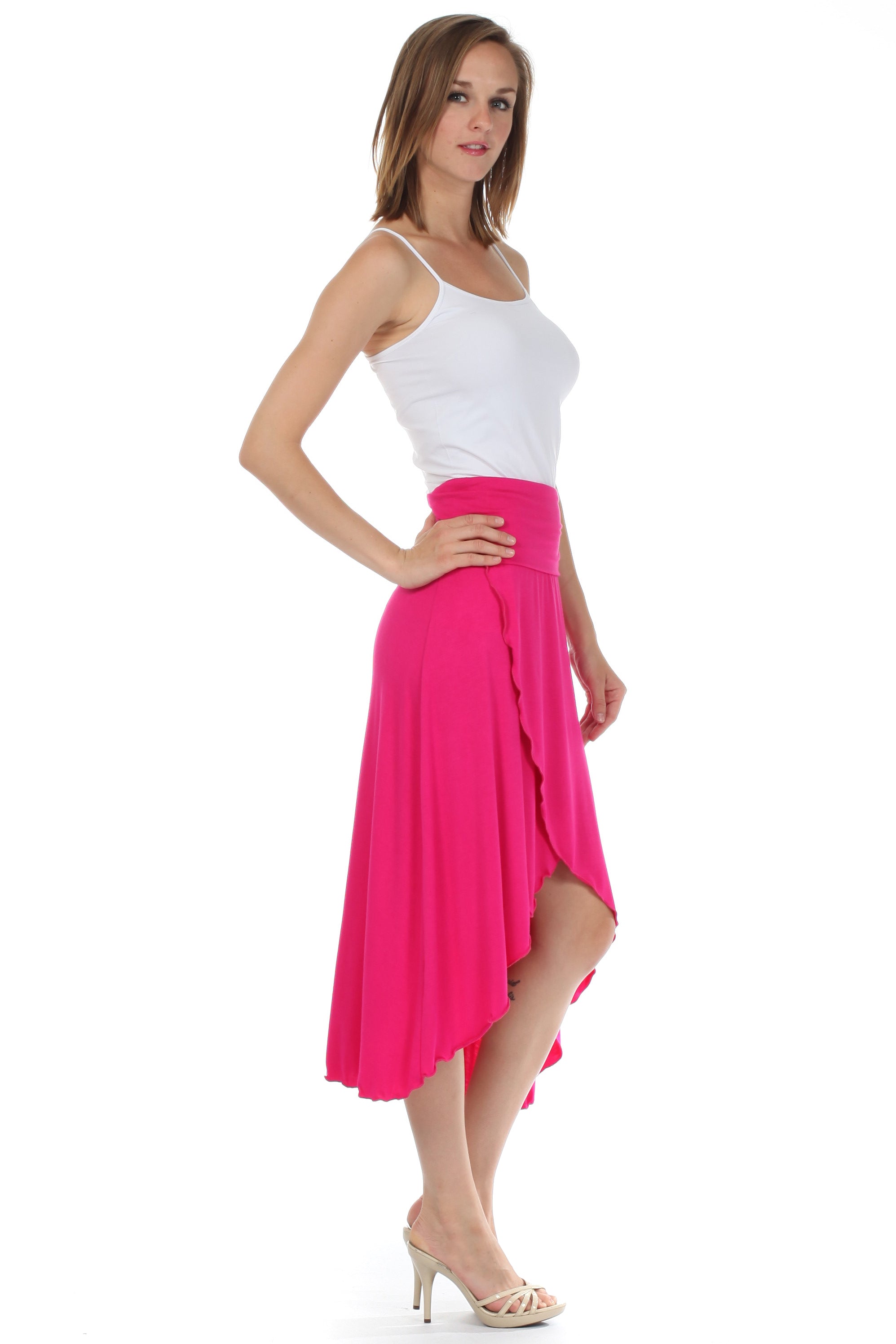 Sakkas - Soft Jersey Feel Solid Color Strapless High Low Dress / Skirt