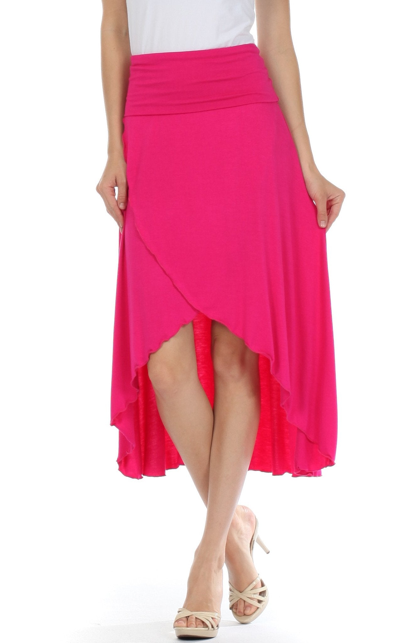 Sakkas - Soft Jersey Feel Solid Color Strapless High Low Dress / Skirt