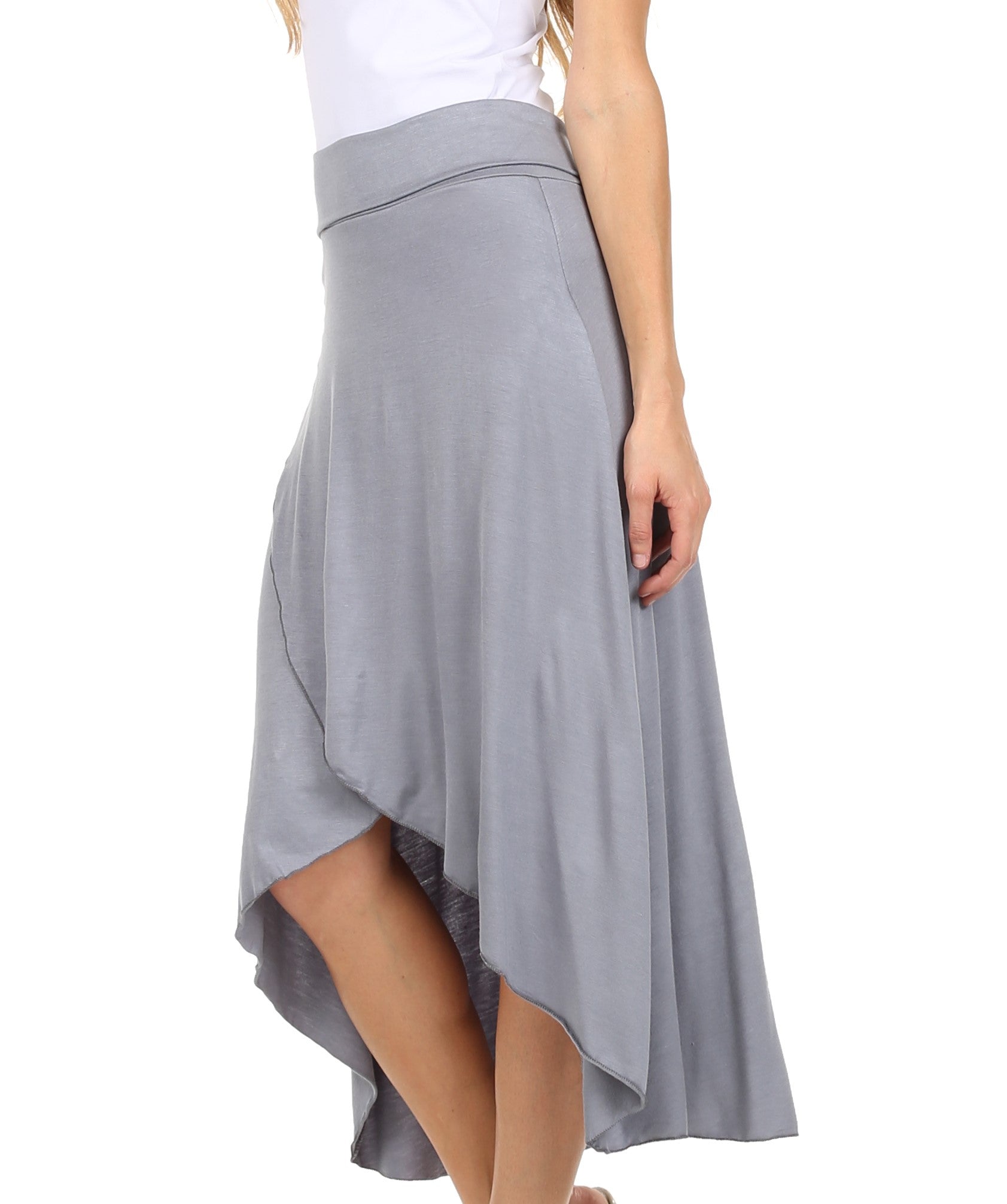 Sakkas - Soft Jersey Feel Solid Color Strapless High Low Dress / Skirt