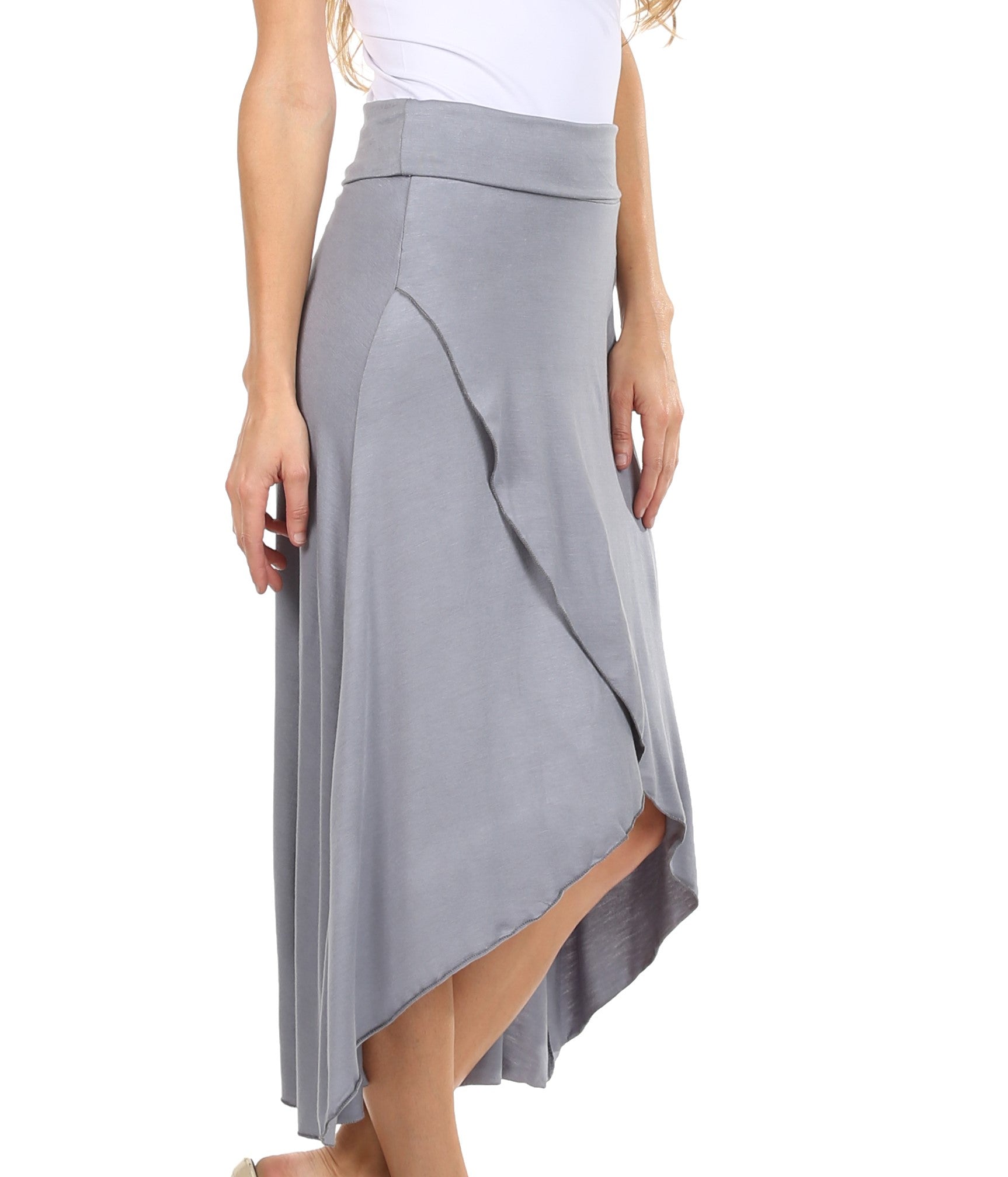 Sakkas - Soft Jersey Feel Solid Color Strapless High Low Dress / Skirt