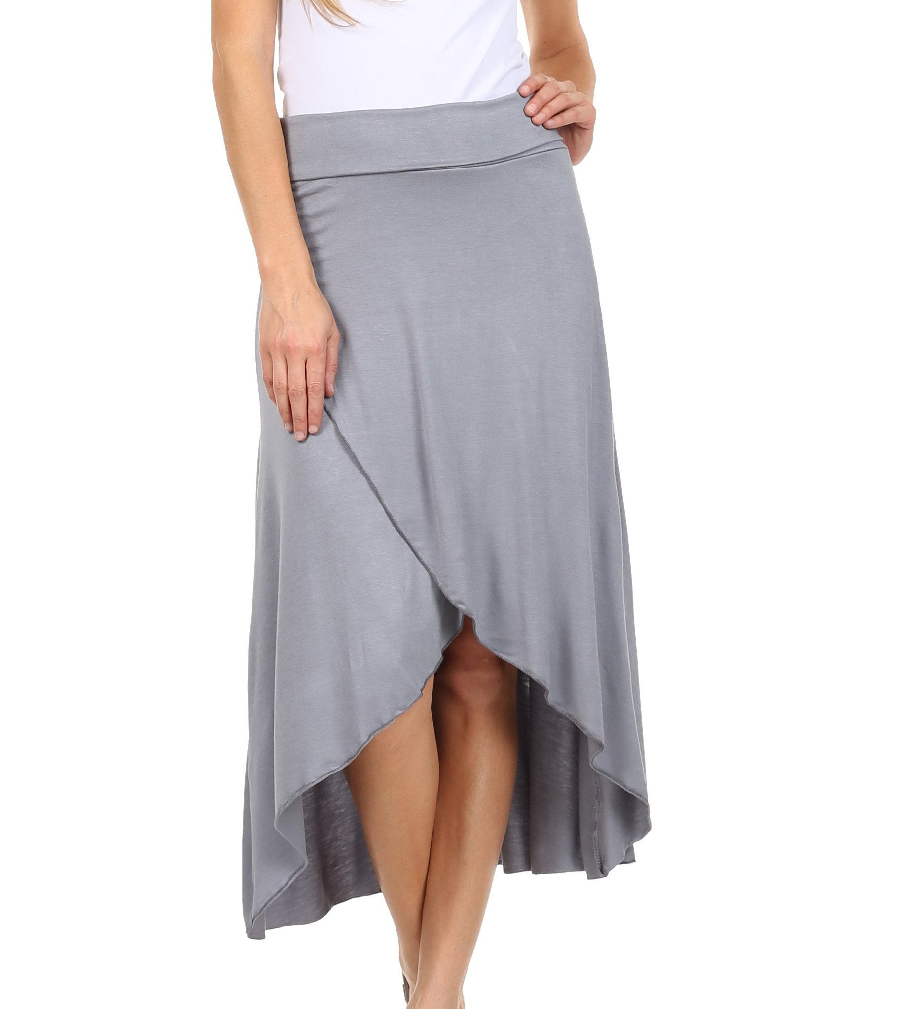Sakkas - Soft Jersey Feel Solid Color Strapless High Low Dress / Skirt
