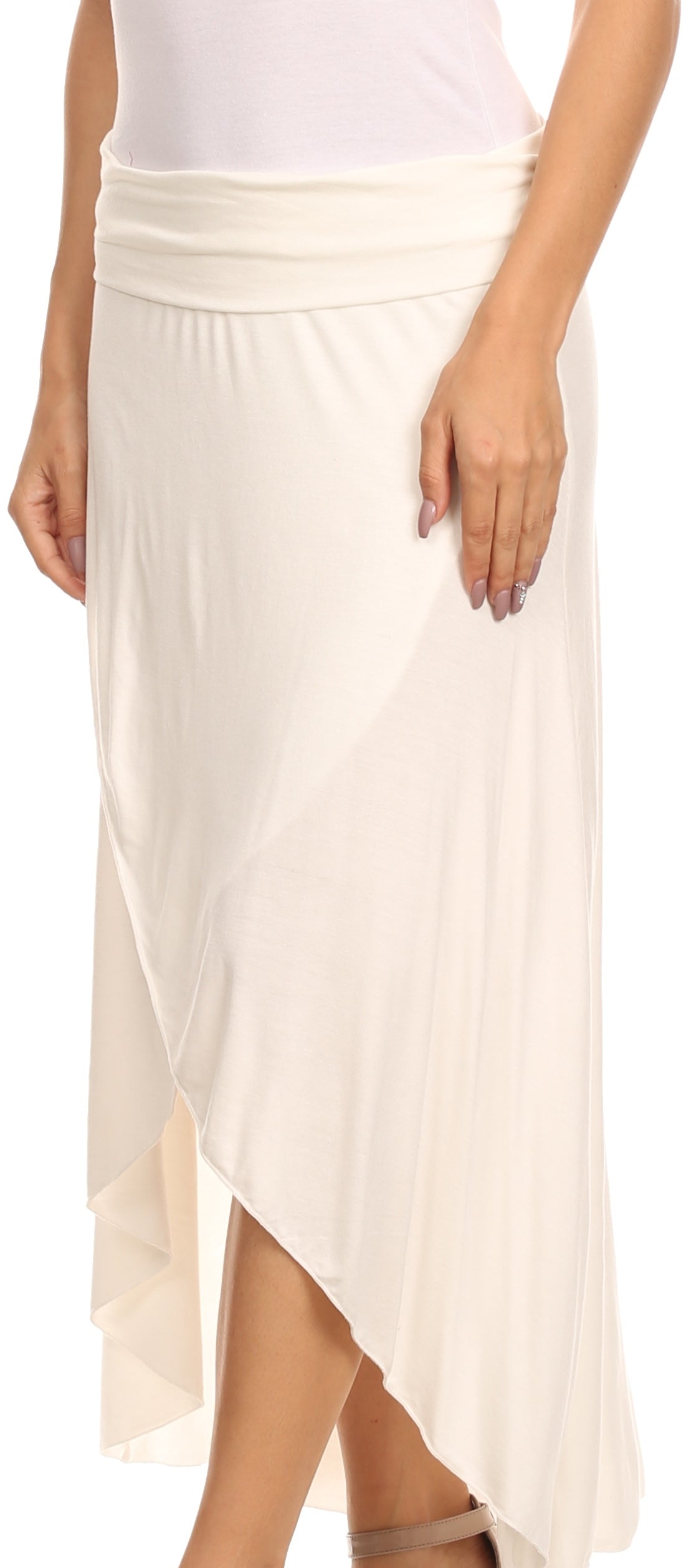 Sakkas - Soft Jersey Feel Solid Color Strapless High Low Dress / Skirt