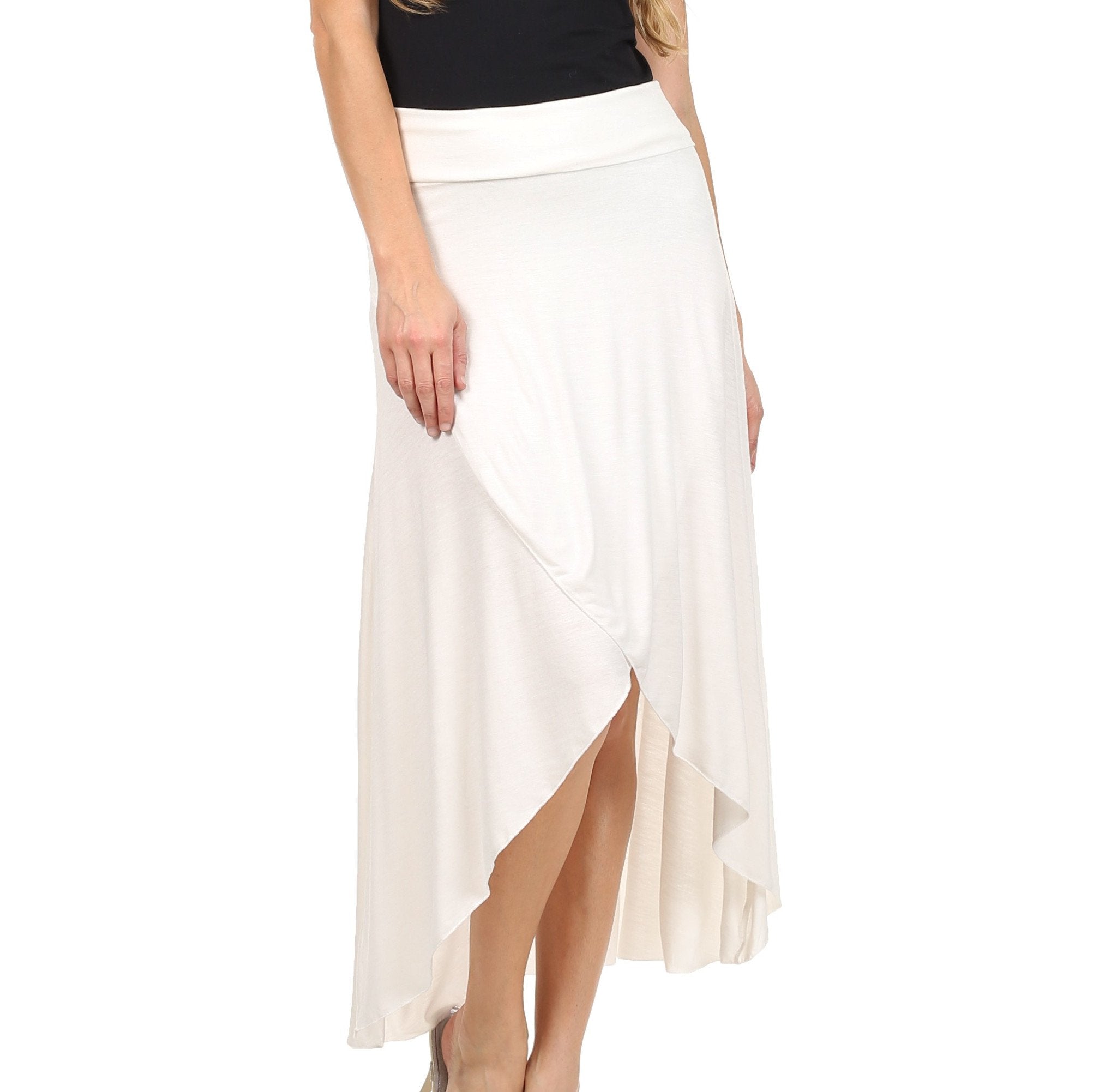 Sakkas - Soft Jersey Feel Solid Color Strapless High Low Dress / Skirt