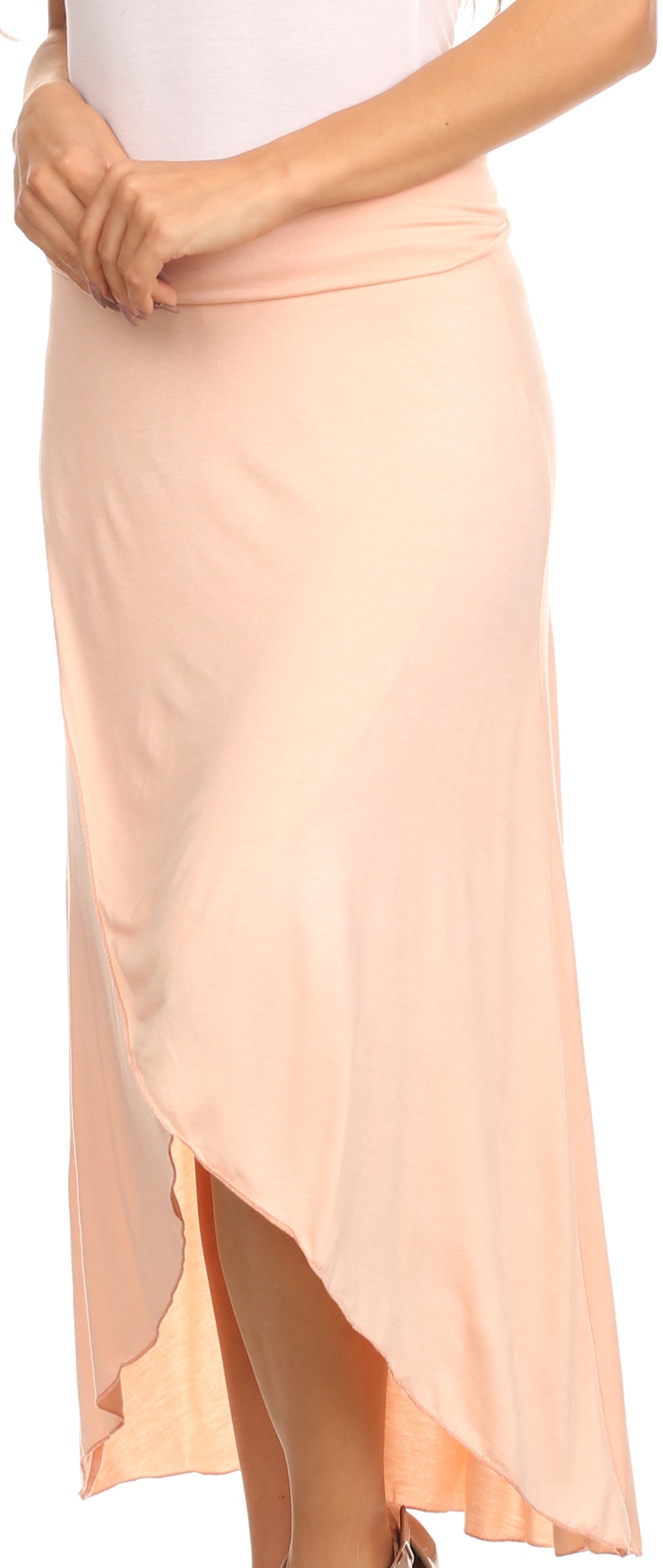 Sakkas - Soft Jersey Feel Solid Color Strapless High Low Dress / Skirt