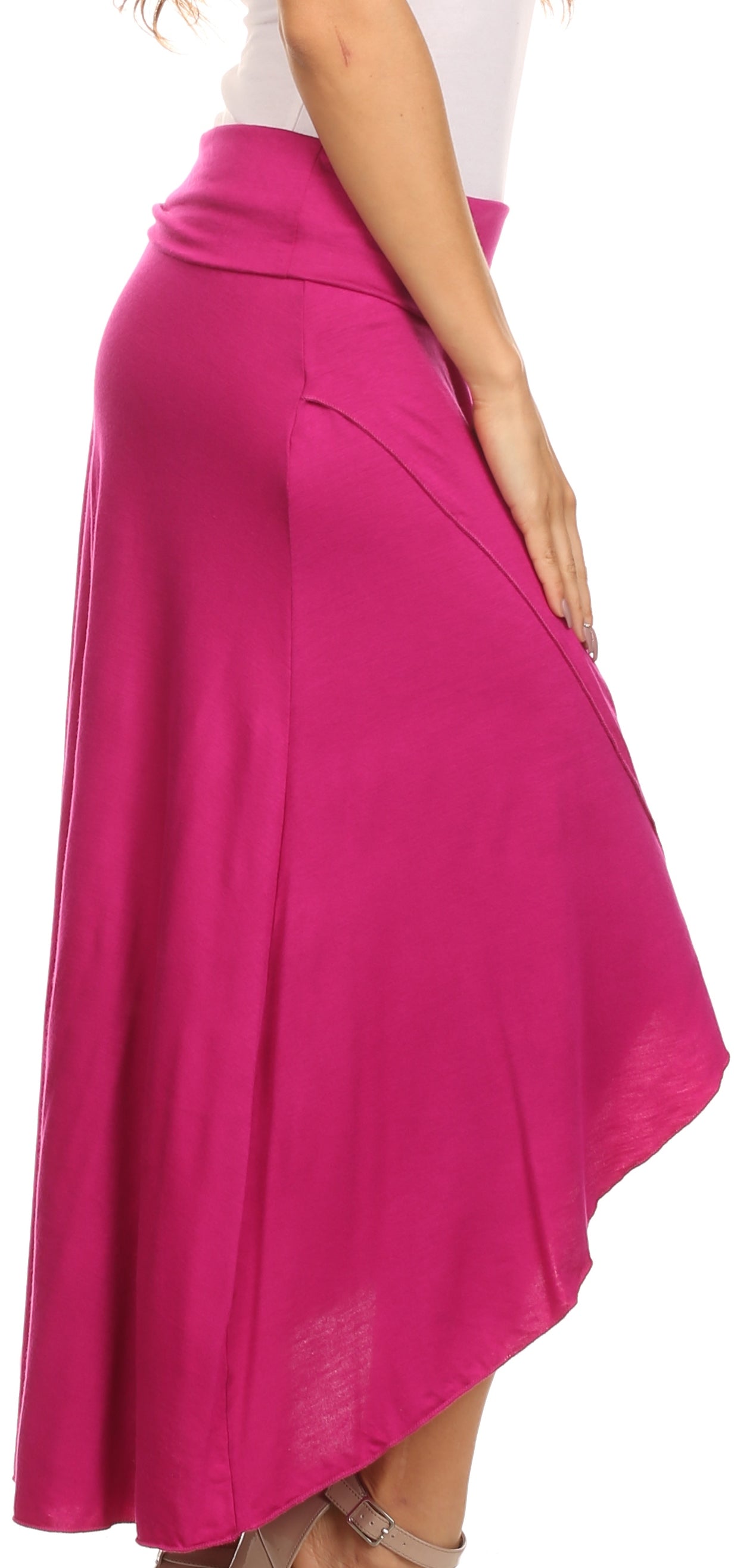 Sakkas - Soft Jersey Feel Solid Color Strapless High Low Dress / Skirt
