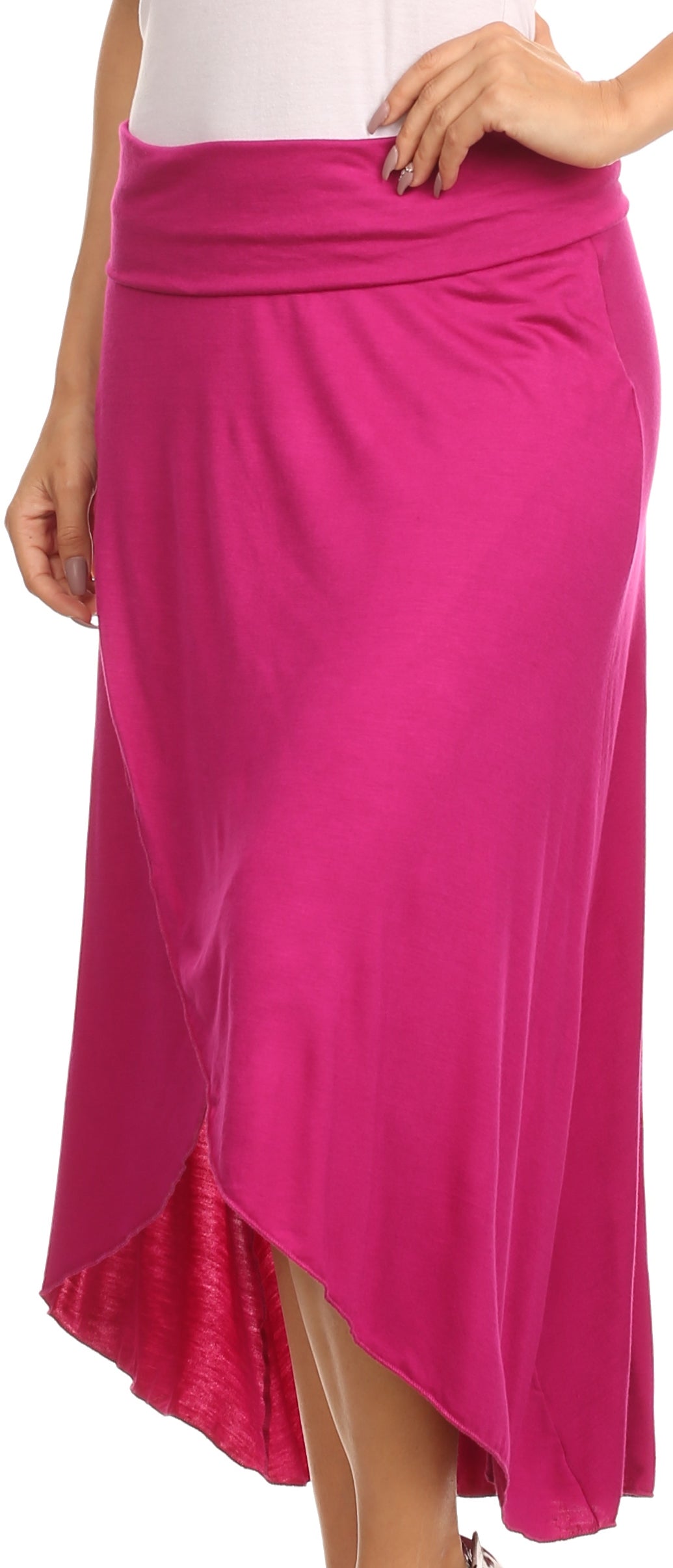 Sakkas - Soft Jersey Feel Solid Color Strapless High Low Dress / Skirt
