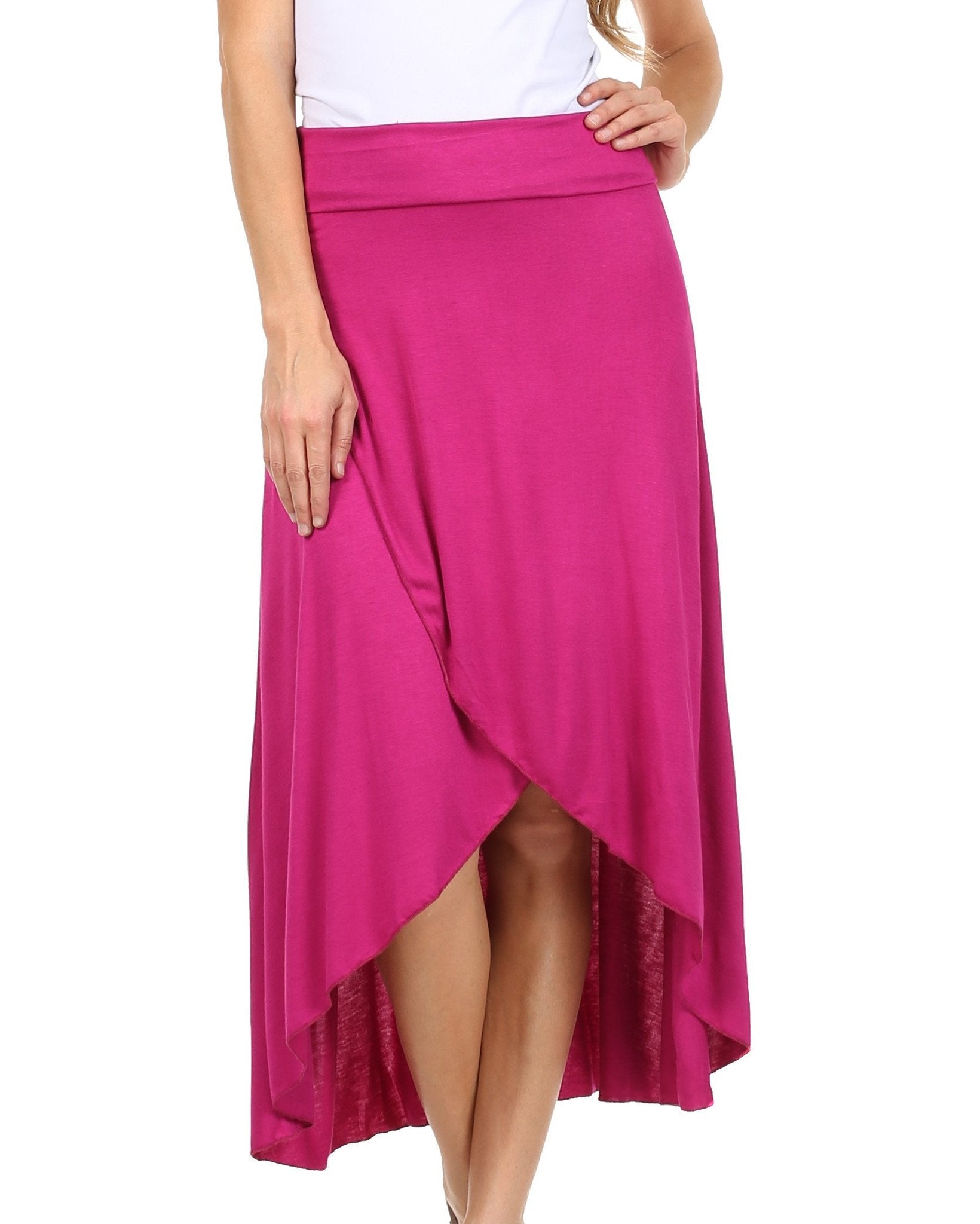 Sakkas - Soft Jersey Feel Solid Color Strapless High Low Dress / Skirt