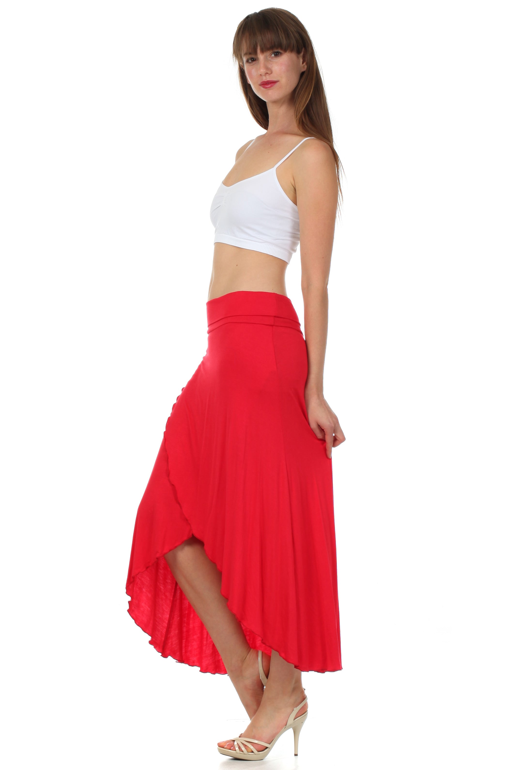 Sakkas - Soft Jersey Feel Solid Color Strapless High Low Dress / Skirt