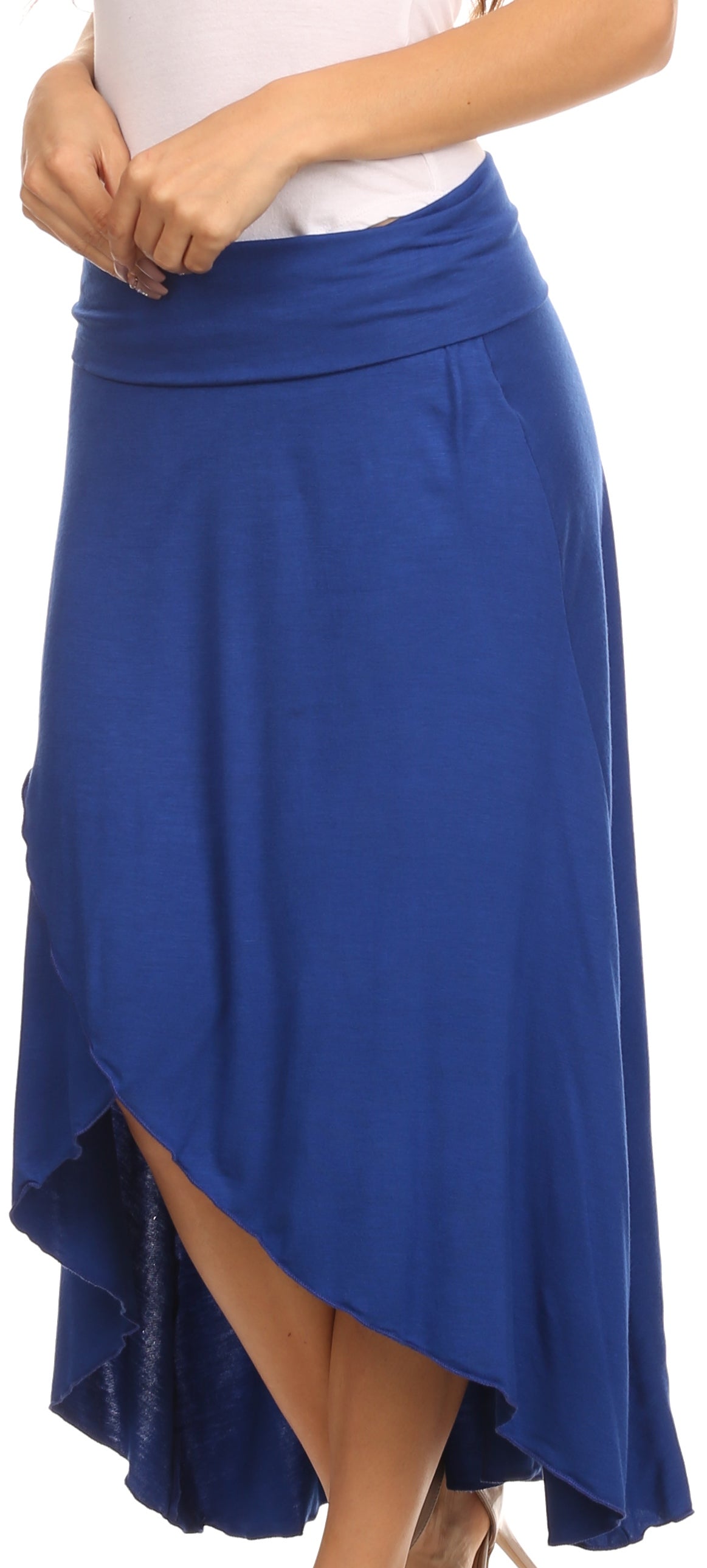 Sakkas - Soft Jersey Feel Solid Color Strapless High Low Dress / Skirt