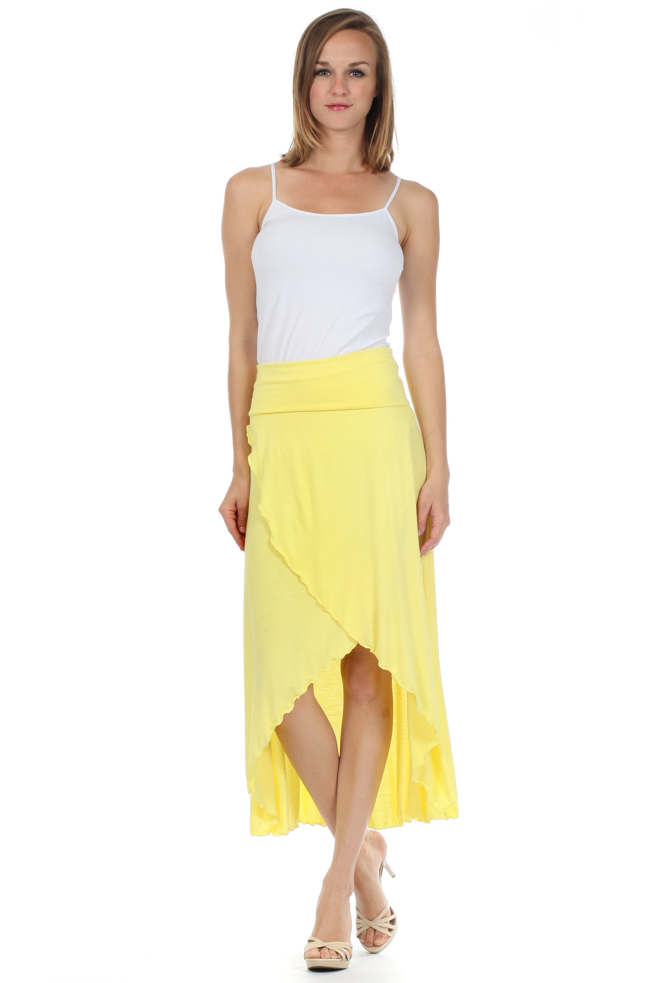 Sakkas - Soft Jersey Feel Solid Color Strapless High Low Dress / Skirt