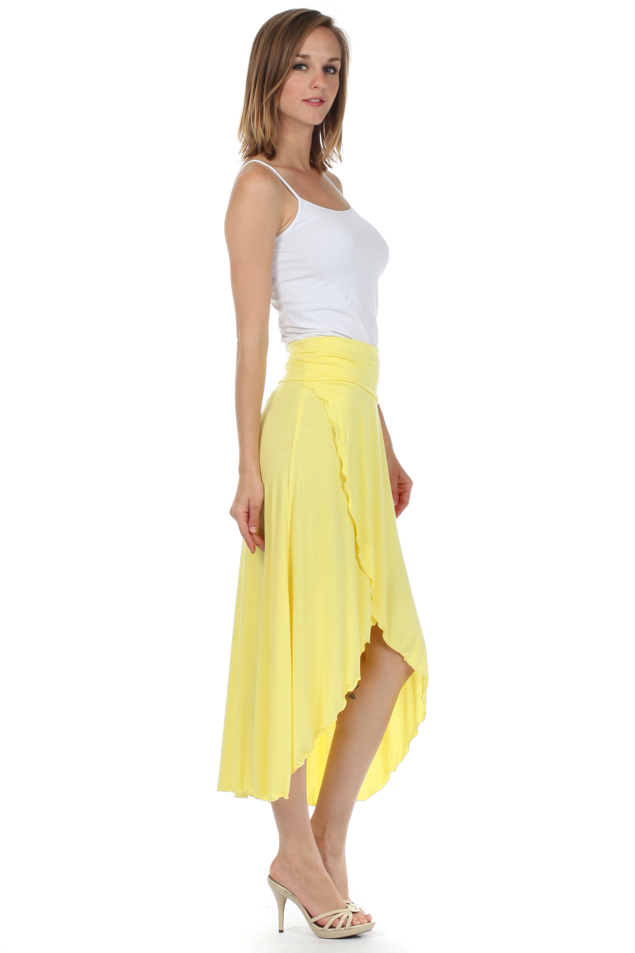 Sakkas - Soft Jersey Feel Solid Color Strapless High Low Dress / Skirt