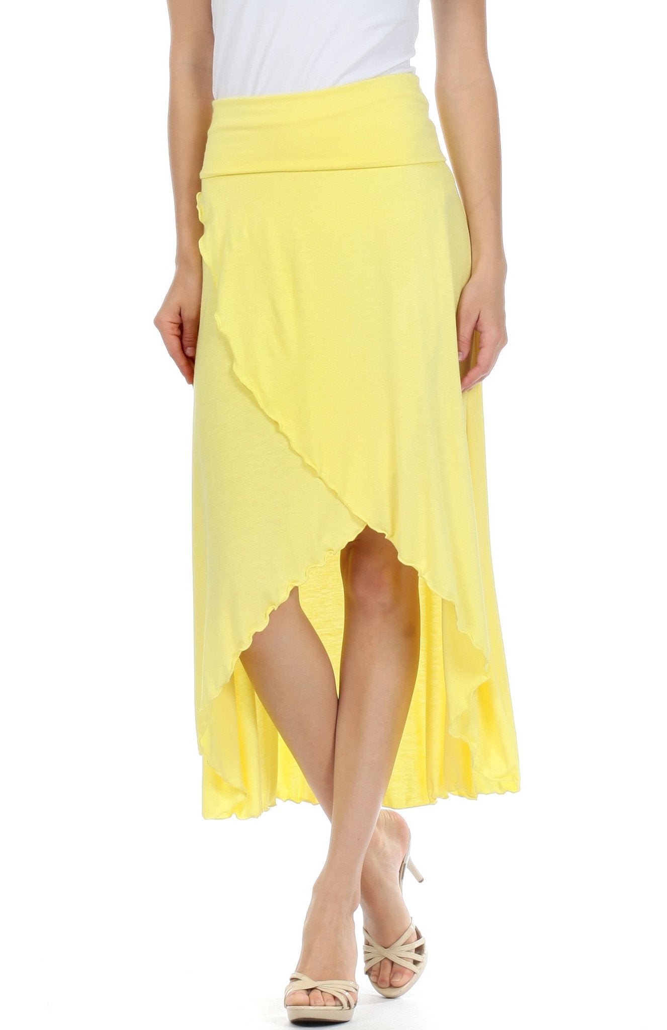 Sakkas - Soft Jersey Feel Solid Color Strapless High Low Dress / Skirt