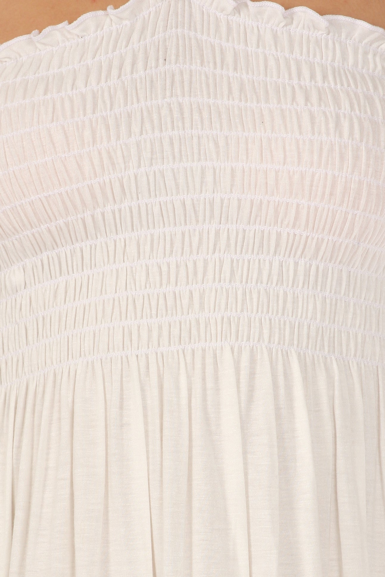 Sakkas - Soft Jersey Feel Solid Color Smocked Bodice String Halter Long Dress
