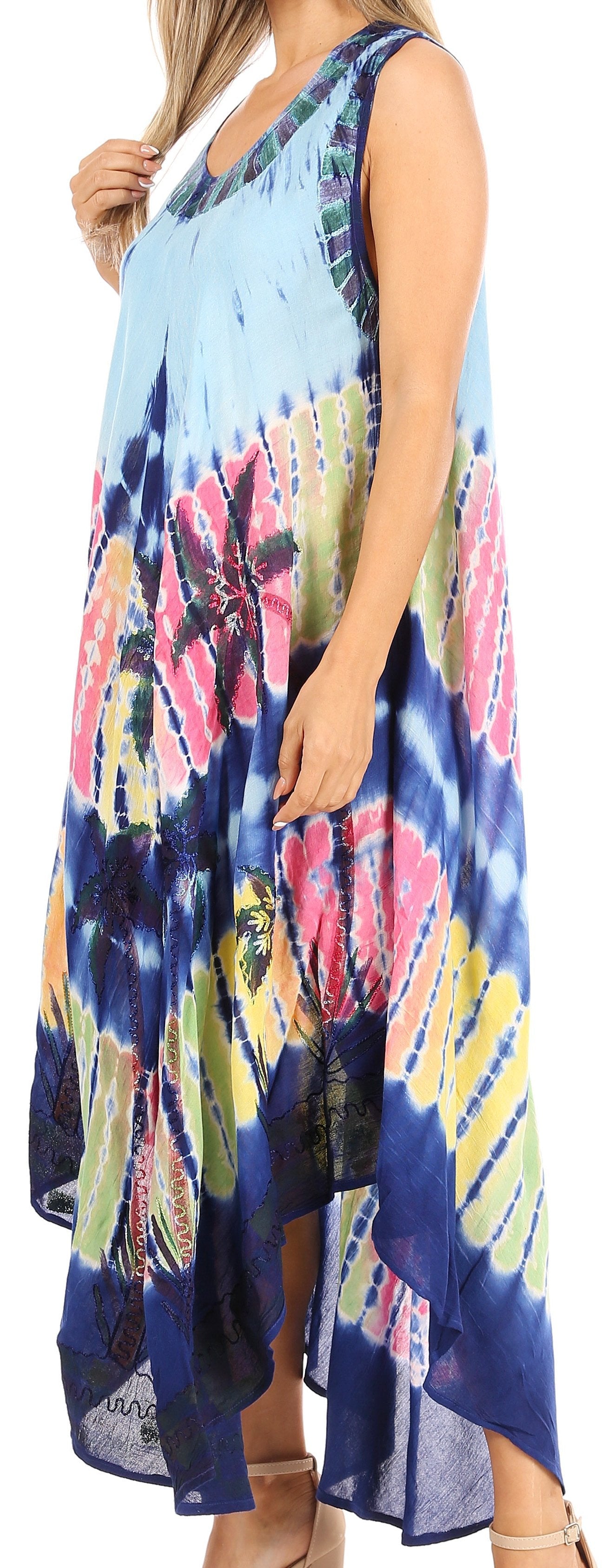 Sakkas - Moon and Stars Batik Caftan Tank Dress / Cover Up