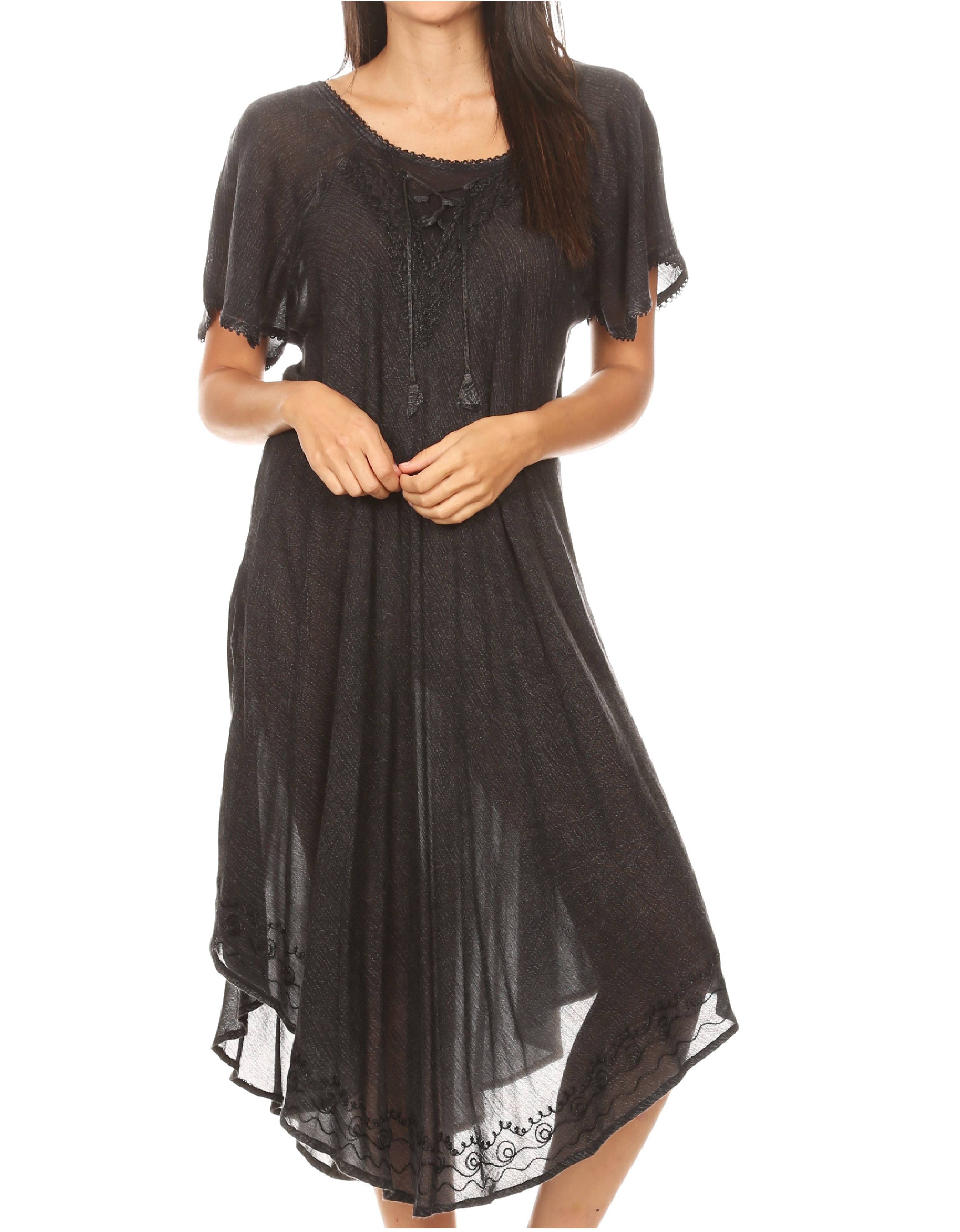 Sakkas - Lilia Embroidered Lace Up Bodice Relaxed Fit  Maxi Sun Dress