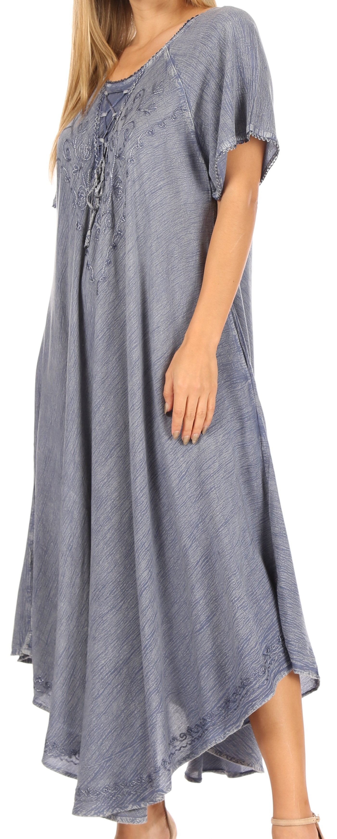 Sakkas - Lilia Embroidered Lace Up Bodice Relaxed Fit  Maxi Sun Dress