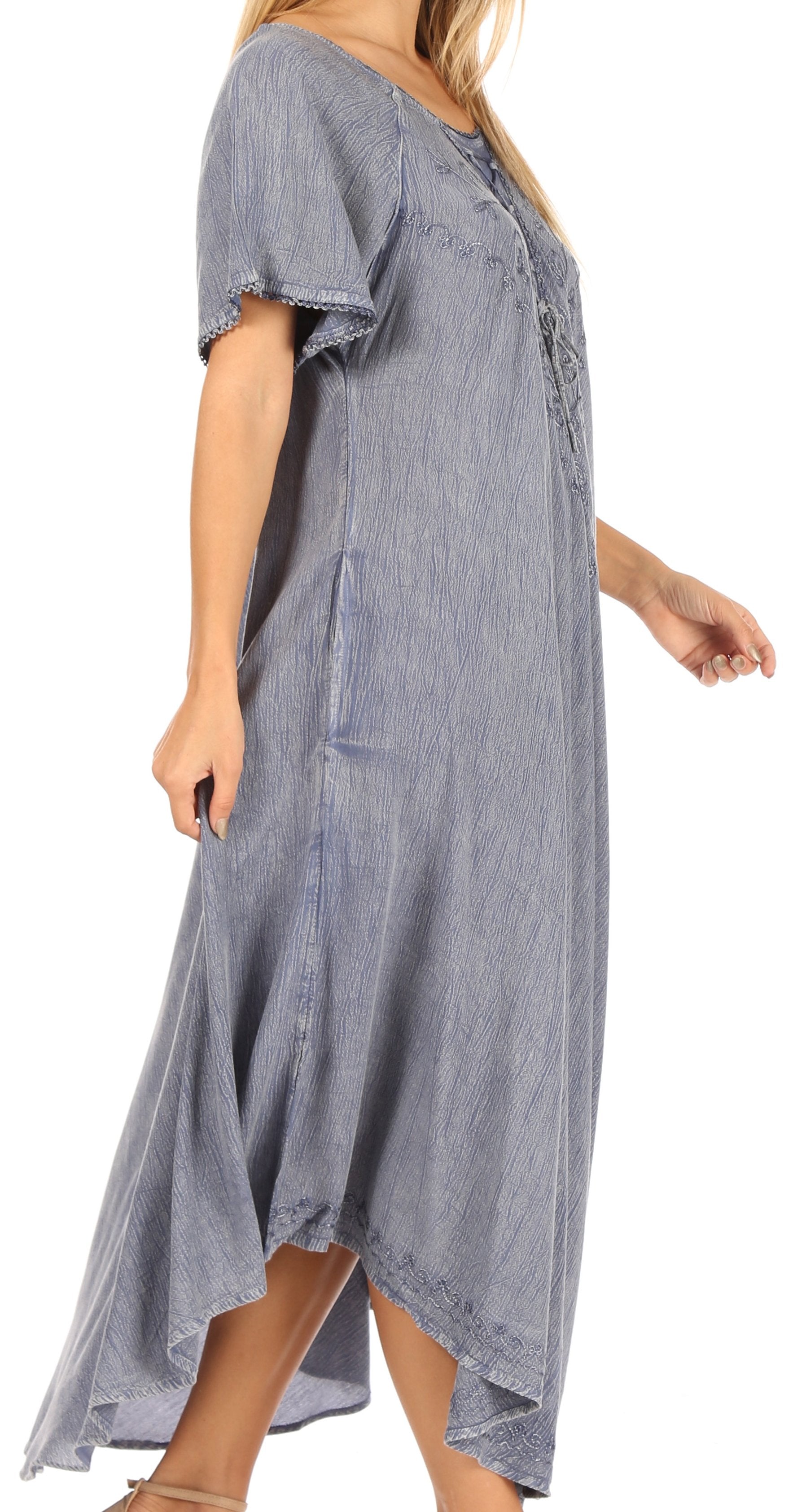 Sakkas - Lilia Embroidered Lace Up Bodice Relaxed Fit  Maxi Sun Dress