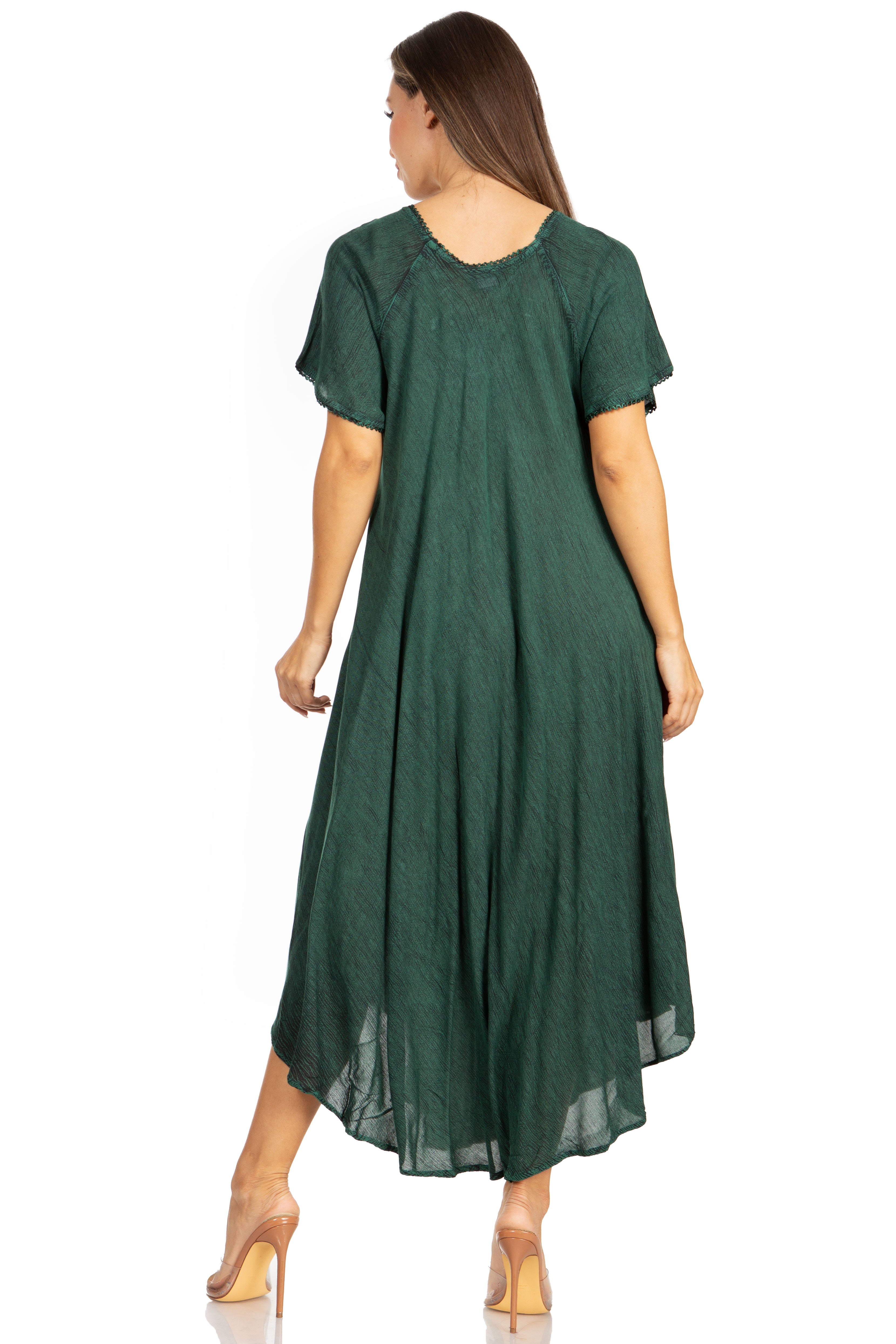 Sakkas - Lilia Embroidered Lace Up Bodice Relaxed Fit  Maxi Sun Dress