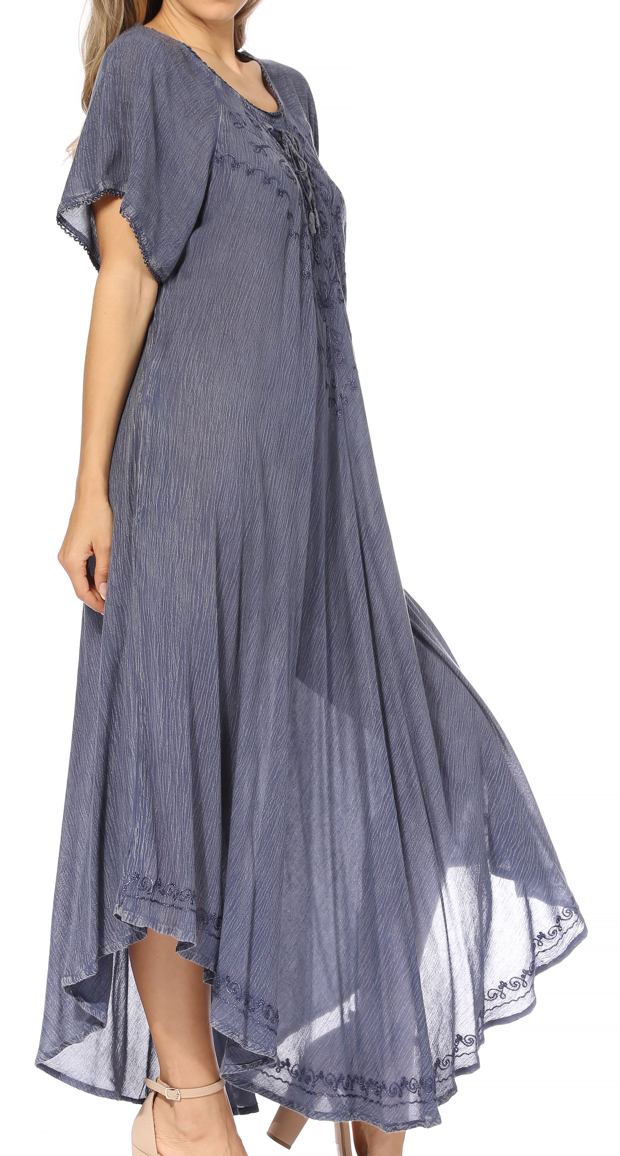 Sakkas - Lilia Embroidered Lace Up Bodice Relaxed Fit  Maxi Sun Dress