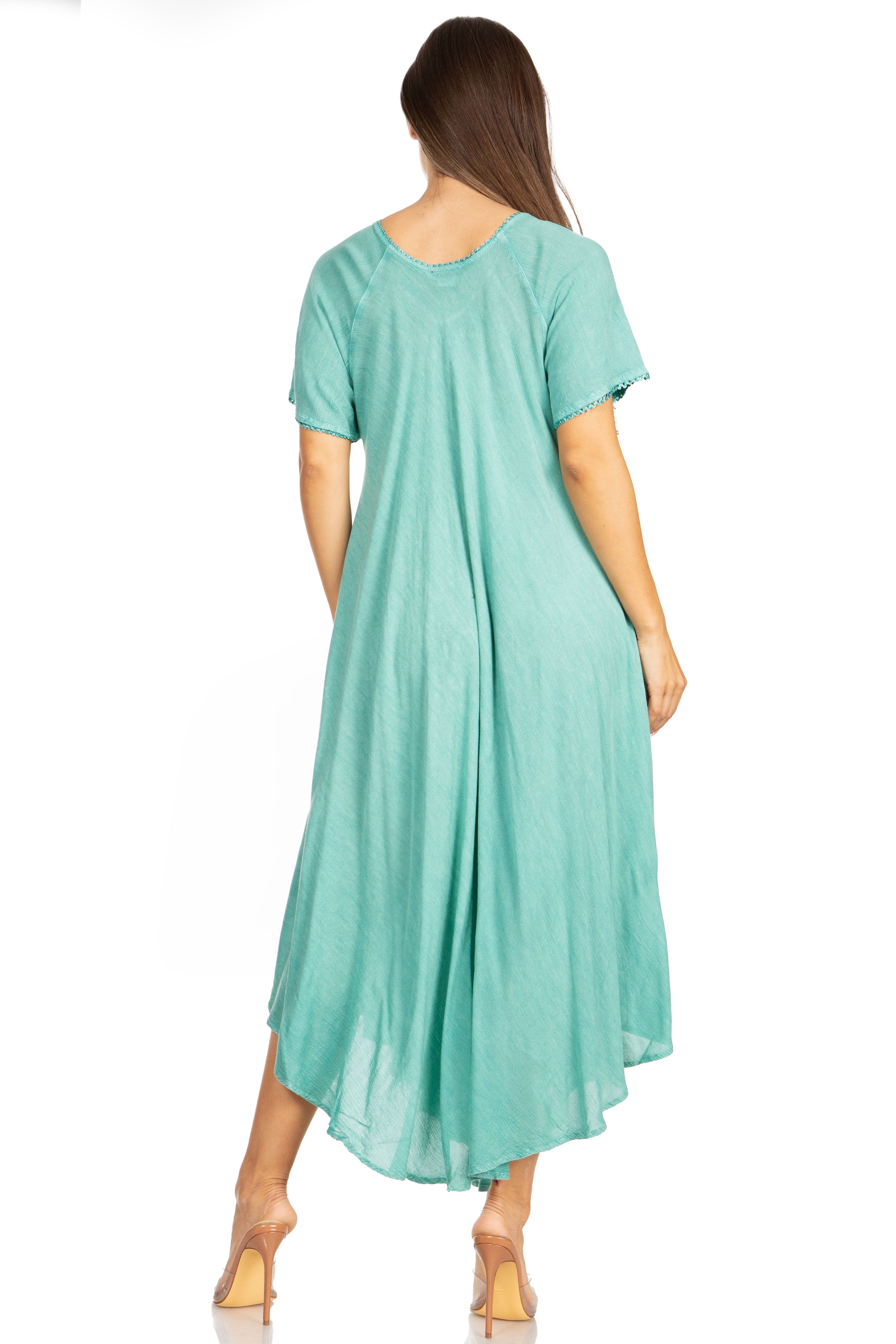 Sakkas - Lilia Embroidered Lace Up Bodice Relaxed Fit  Maxi Sun Dress