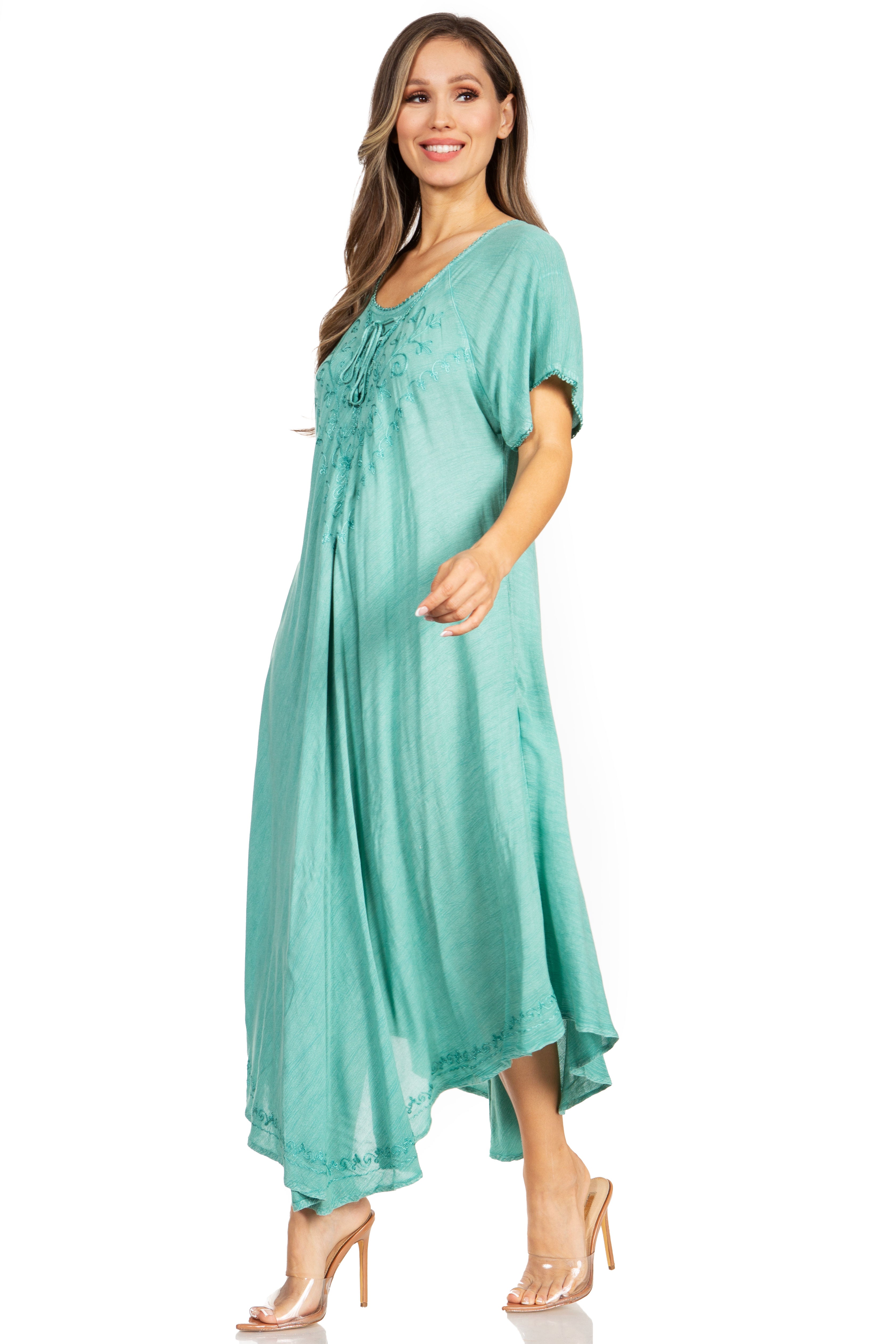 Sakkas - Lilia Embroidered Lace Up Bodice Relaxed Fit  Maxi Sun Dress