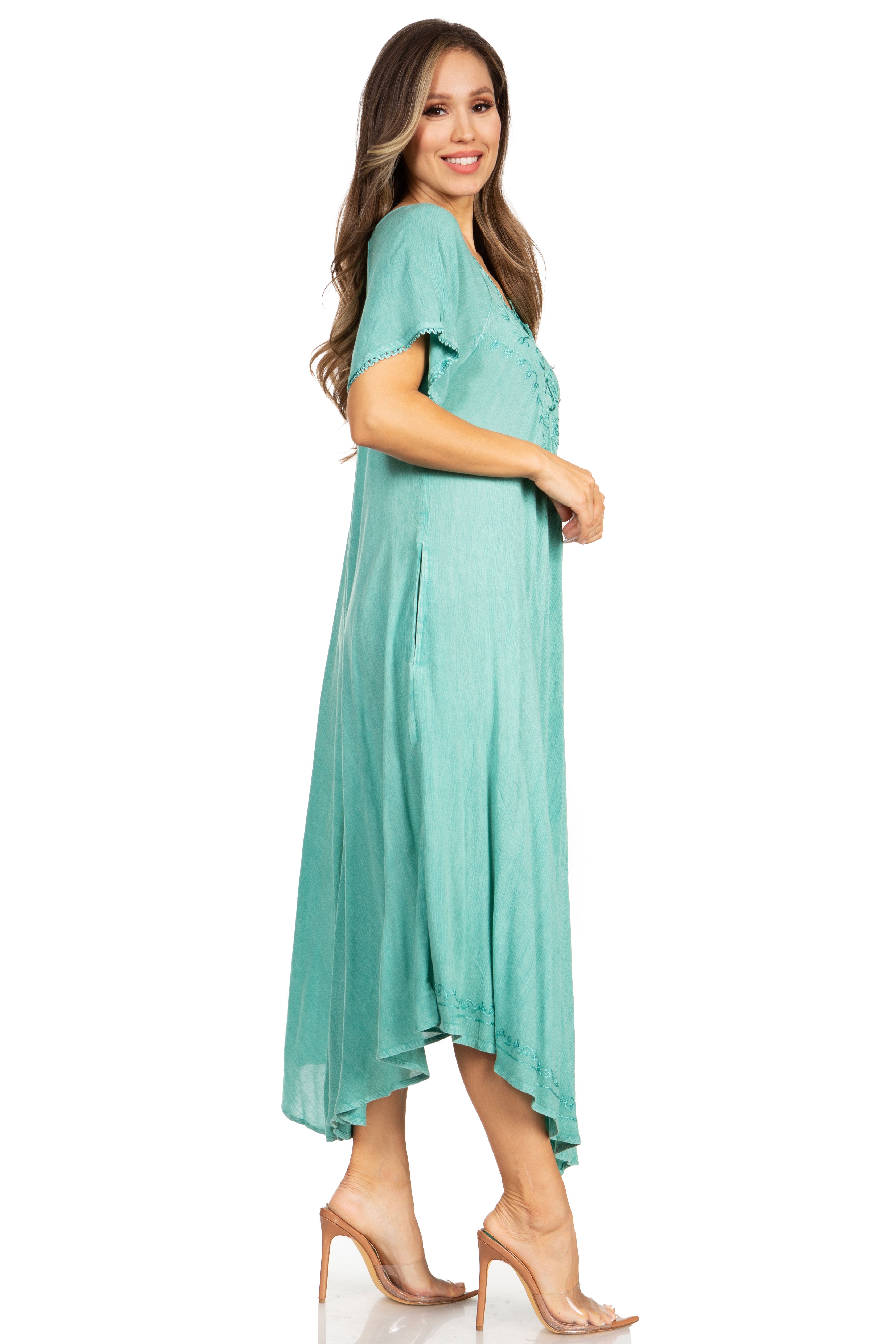 Sakkas - Lilia Embroidered Lace Up Bodice Relaxed Fit  Maxi Sun Dress