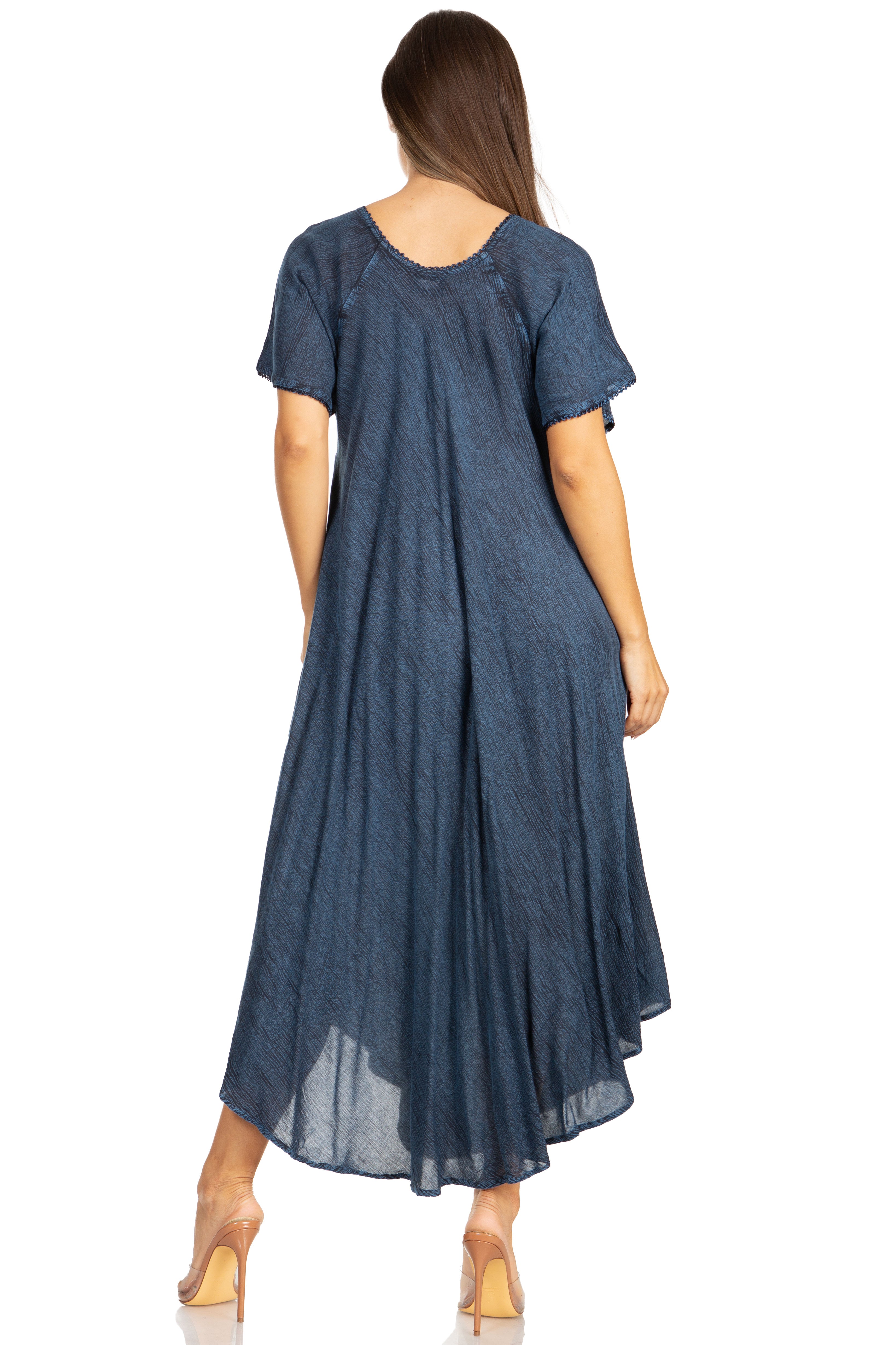 Sakkas - Lilia Embroidered Lace Up Bodice Relaxed Fit  Maxi Sun Dress