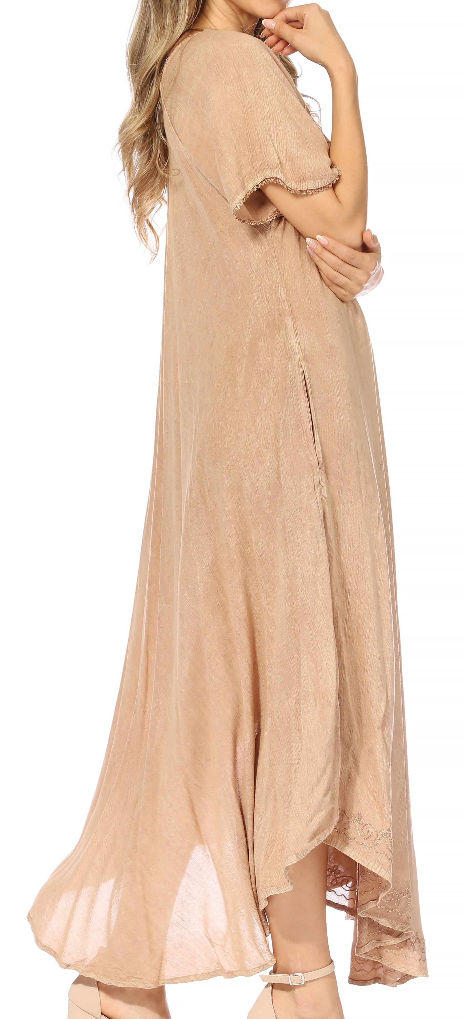 Sakkas - Lilia Embroidered Lace Up Bodice Relaxed Fit  Maxi Sun Dress