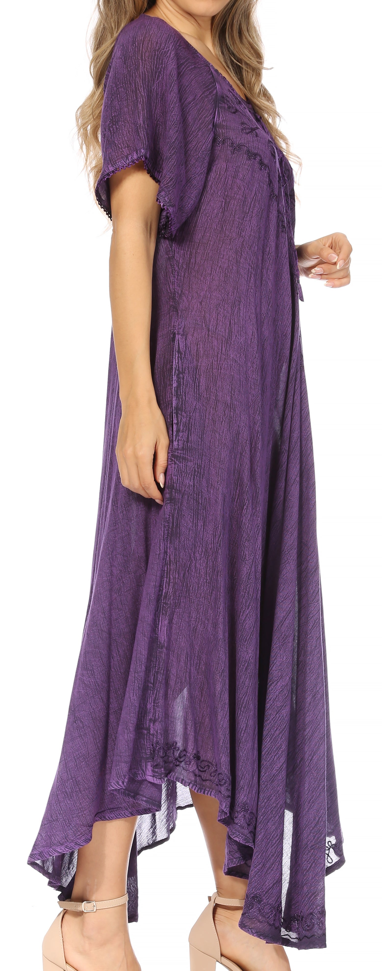Sakkas - Lilia Embroidered Lace Up Bodice Relaxed Fit  Maxi Sun Dress